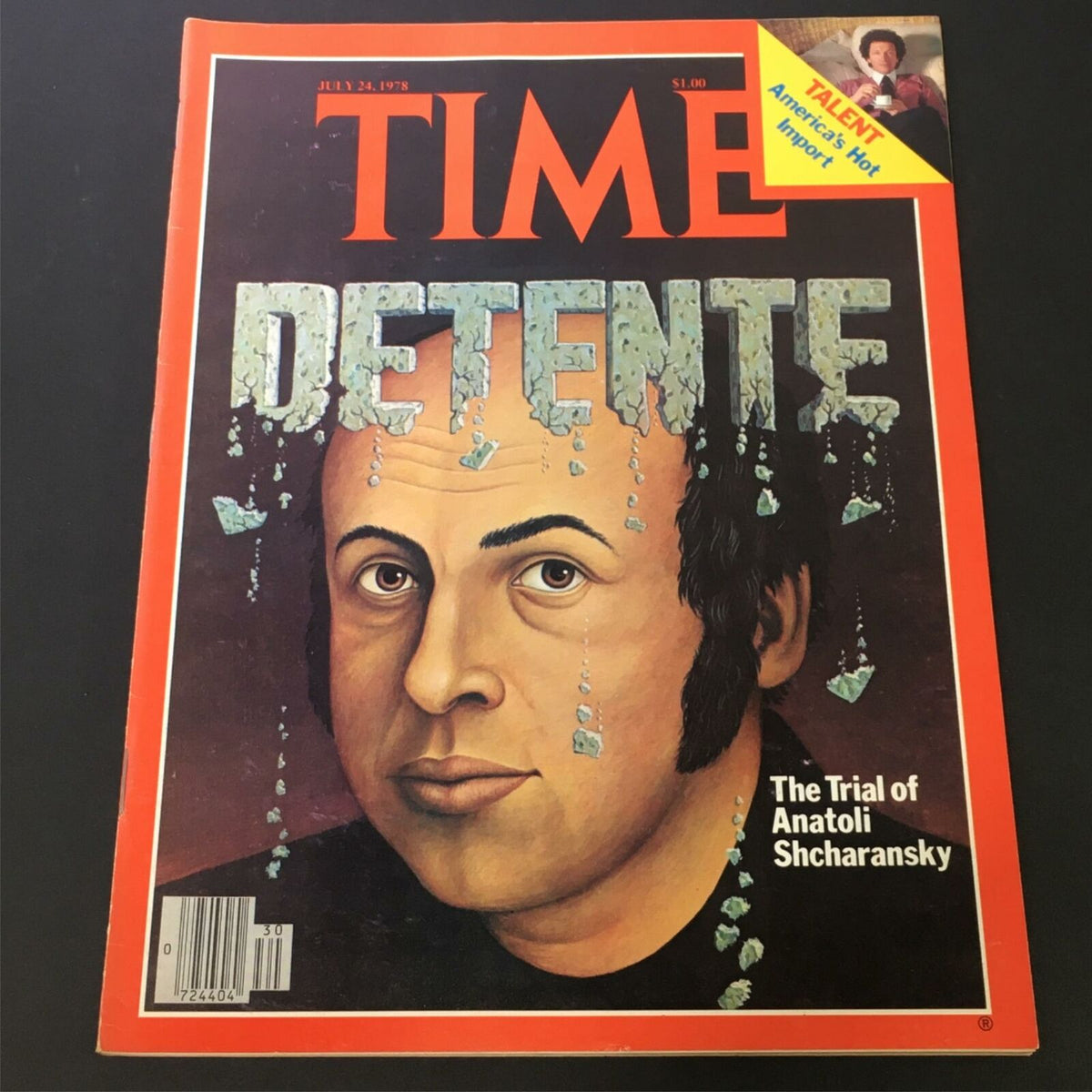 July 24, 1978 issue of Time Magazine featuring the cover story 'The Trial of Anatoli Scharansky' with an illustration depicting Scharansky and the word 'DETENTE' prominently displayed.
