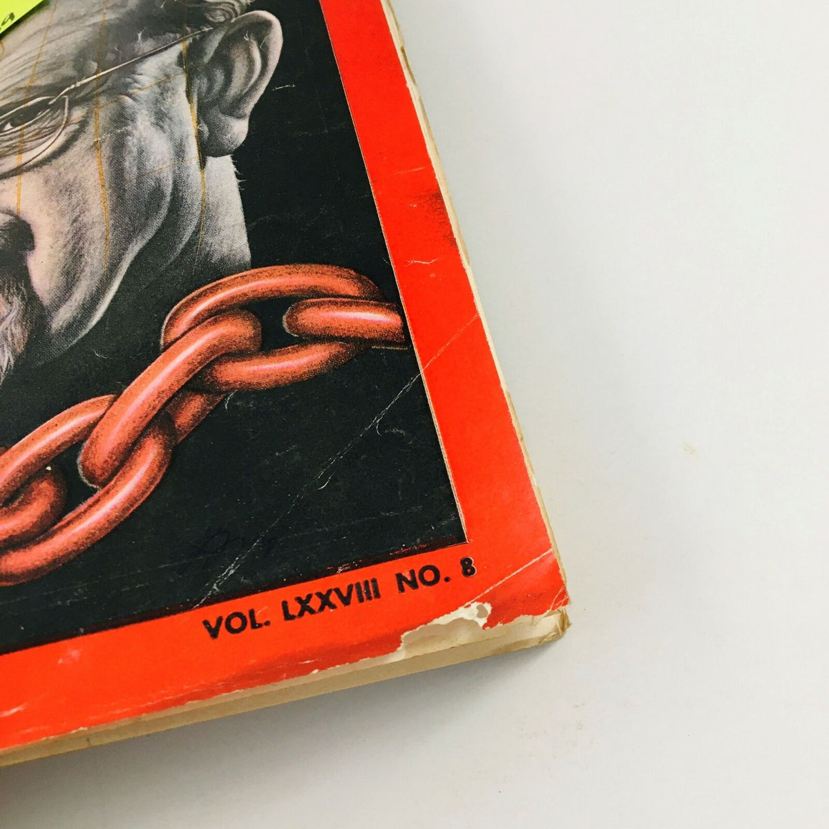 Corner detail of the VTG Time Magazine August 25, 1961, showing the volume and issue number 8, featuring East Germany's Walter Ulbricht amidst a striking cover design.
