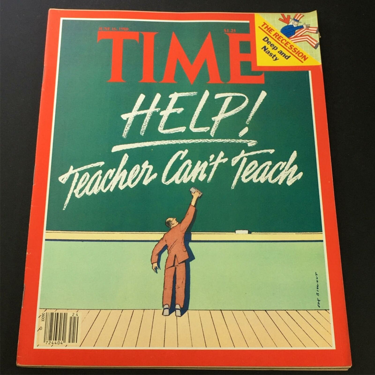 Cover of VTG Time Magazine dated June 16, 1980 featuring the headline 'Help! Teacher Can't Teach' with a classroom illustration, highlighting educational challenges in the 1980s.