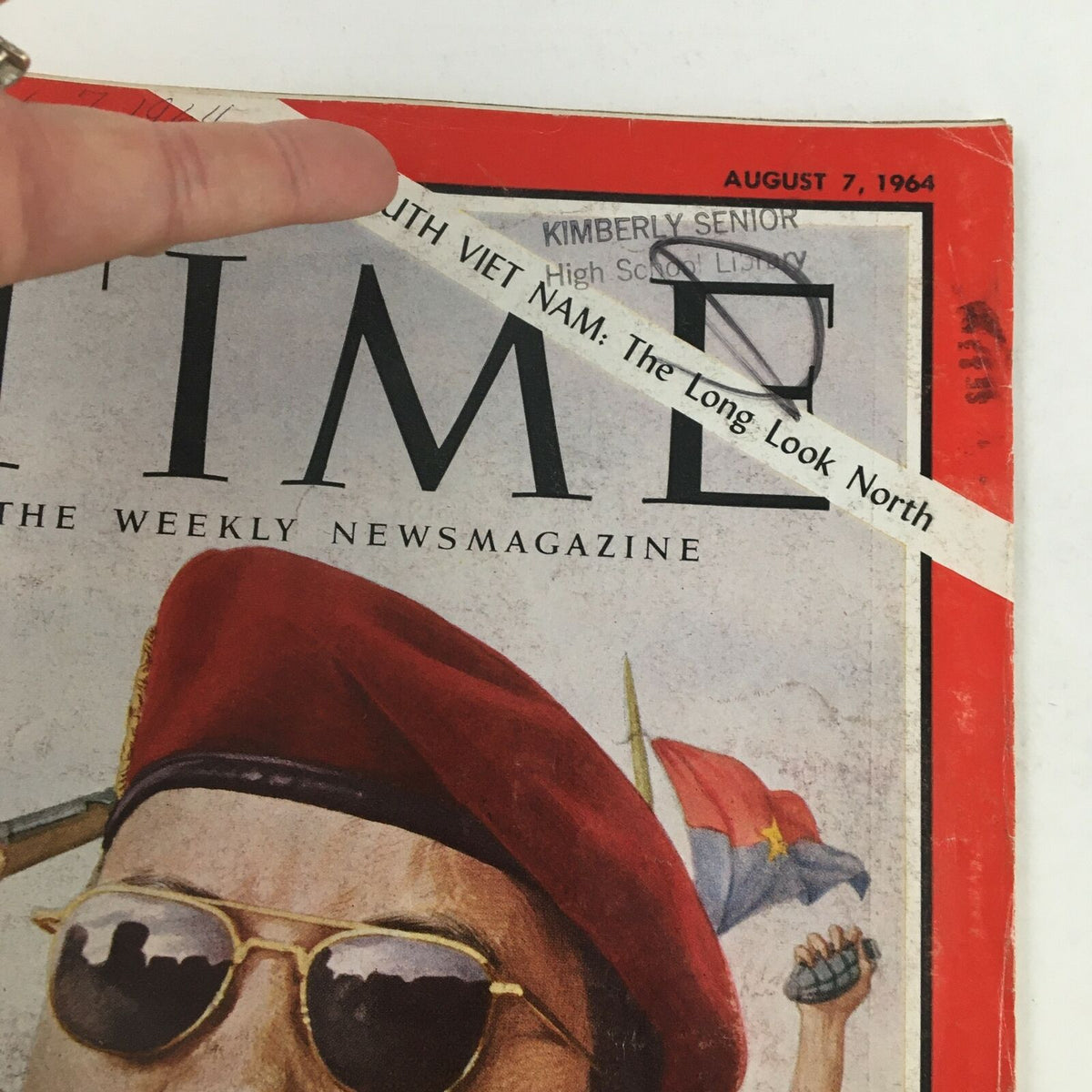 Close-up of Time Magazine August 7 1964 cover highlighting the title and subtitle about South Vietnam: The Long Look North.
