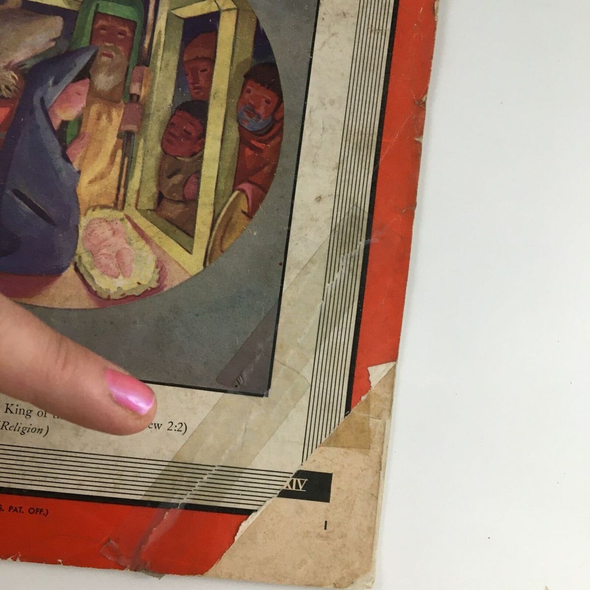 Close-up view of Time Magazine cover December 26 1938 Vol 32 #26 with Charlot's 'Nativity', highlighting details and wear.