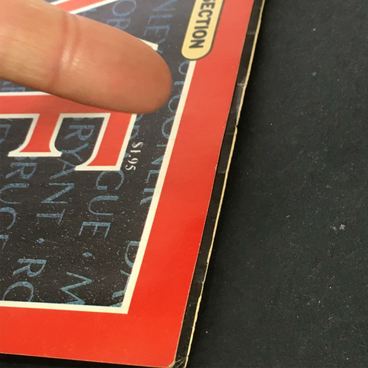 Side view of VTG Time Magazine April 15 1985, showing the price tag of $1.95 and magazine's edge.