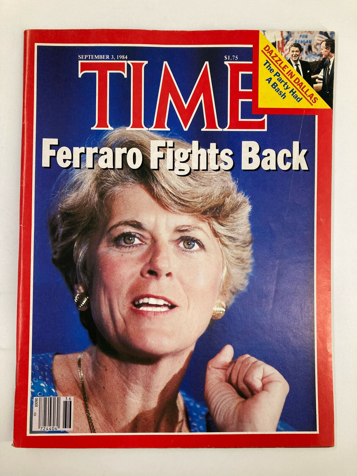 VTG Time Magazine September 3 1984 featuring Geraldine Ferraro on the cover, captioned 'Ferraro Fights Back', showcasing her determination during her historic vice-presidential campaign.
