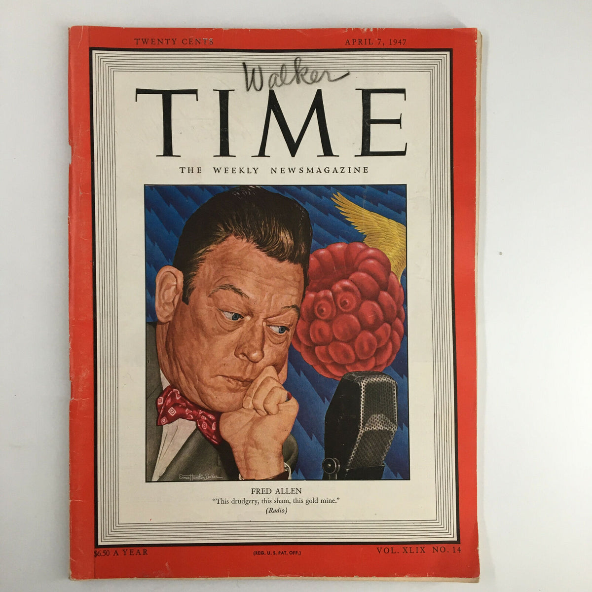 Vintage Time Magazine April 7 1947 Vol. 49 No. 14 Fred Allen No Label