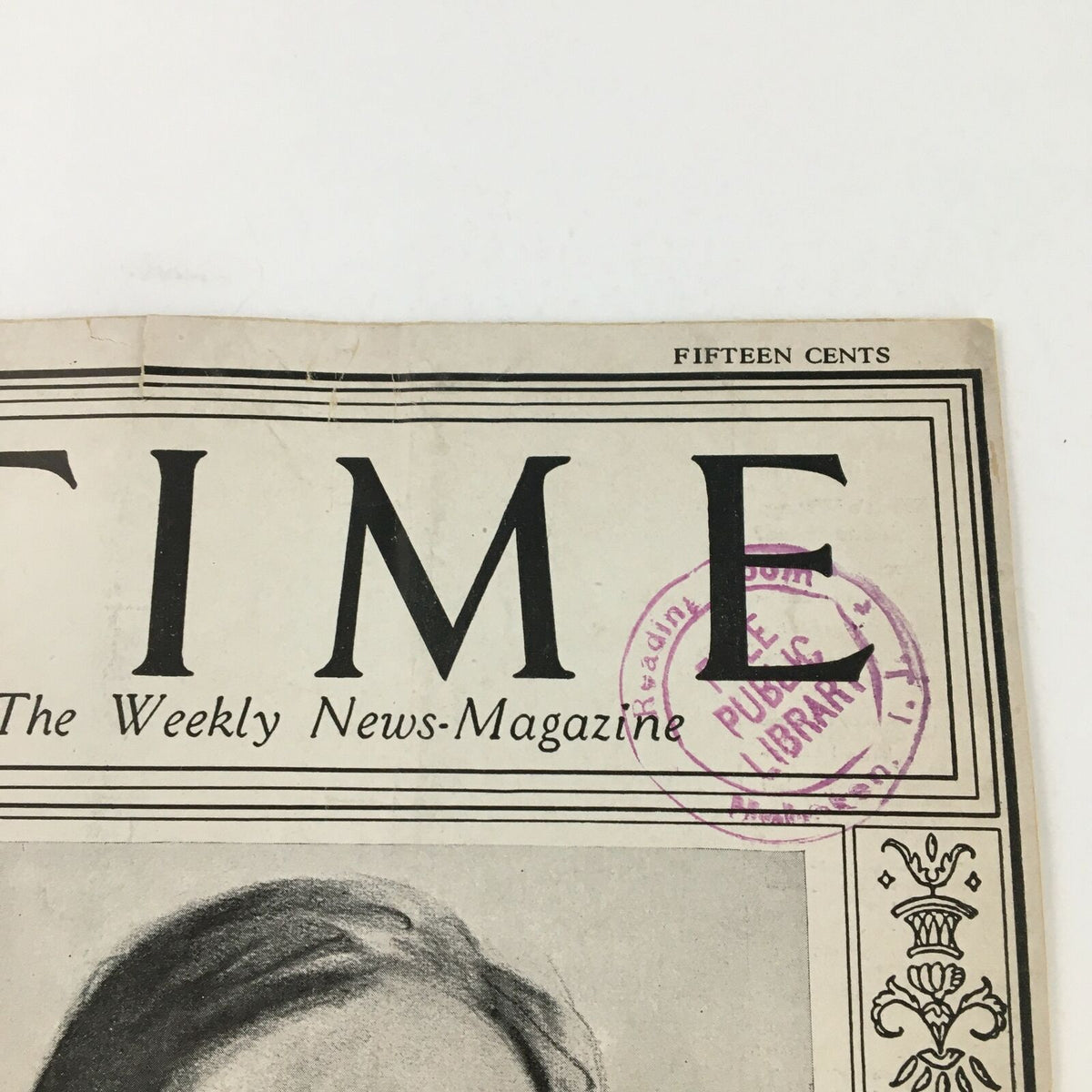 Cover detail of VTG Time Magazine March 29 1926 Vol. VII No. 13 featuring a library stamp. This vintage magazine includes historical insights and reflects the era's cultural context.