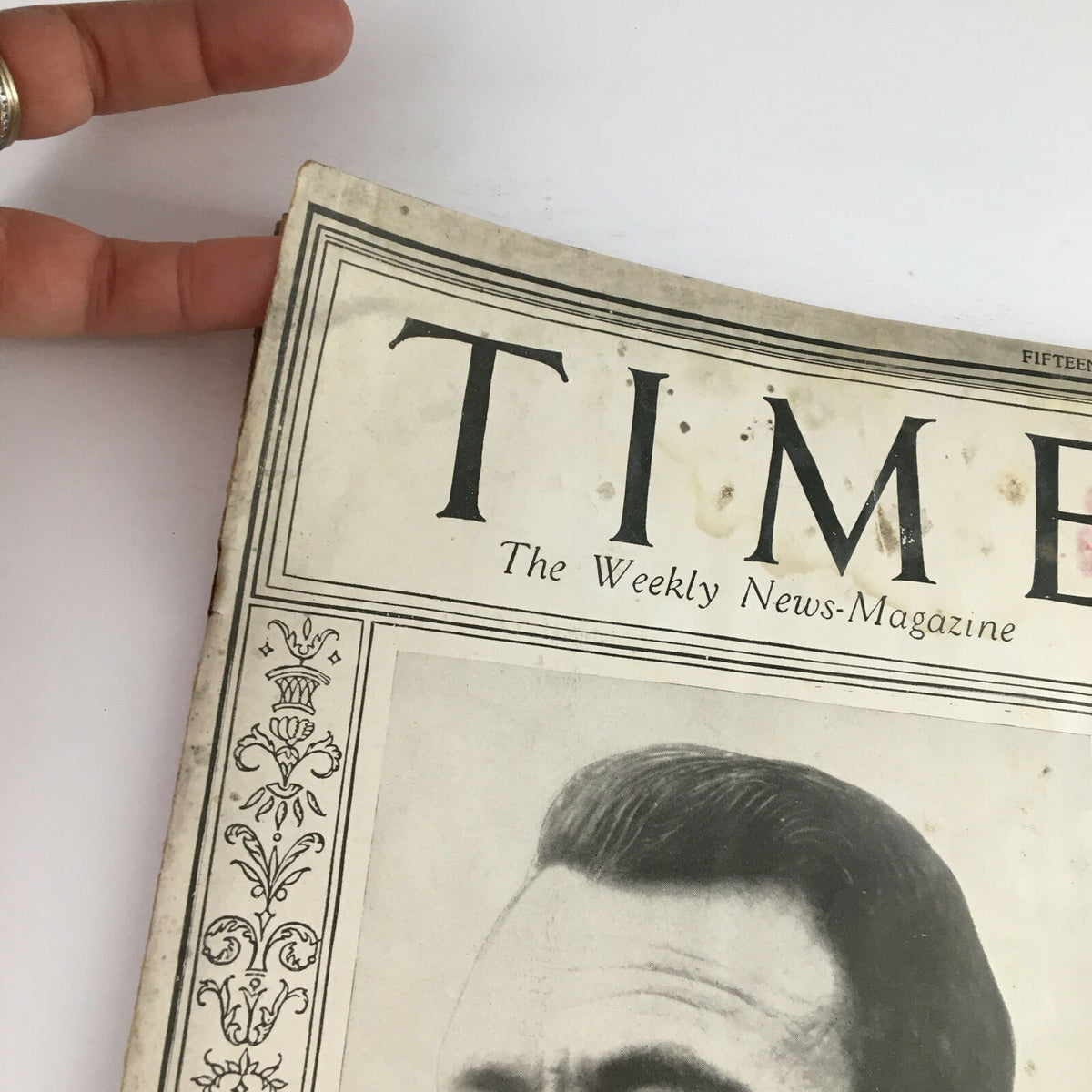 Close-up view of the Time Magazine from December 8, 1924, featuring the title and an image of President Álvaro Obregón Salido of Mexico, showcasing its historical significance and vintage condition.