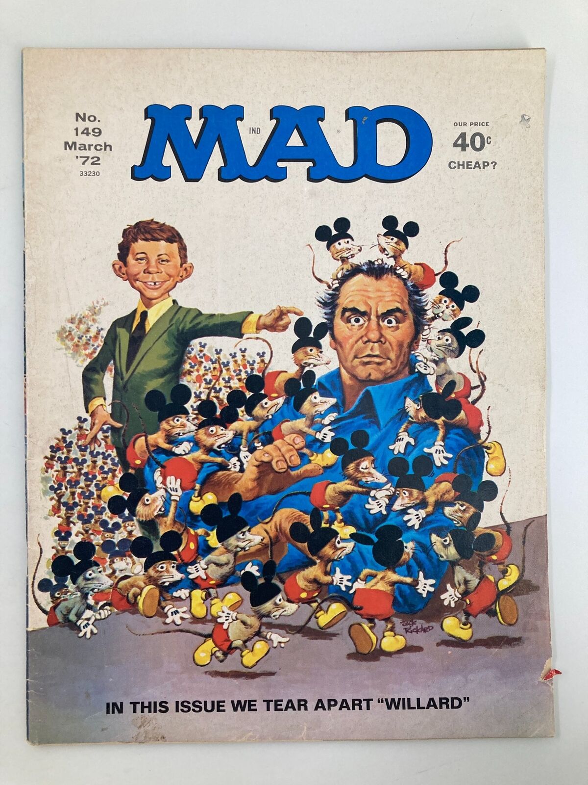 Mad Magazine March 1972 No. 149 featuring the cover story 'Tear Apart Willard', showcasing a comedic illustration with characters and humorous elements, rated VG 4.0.