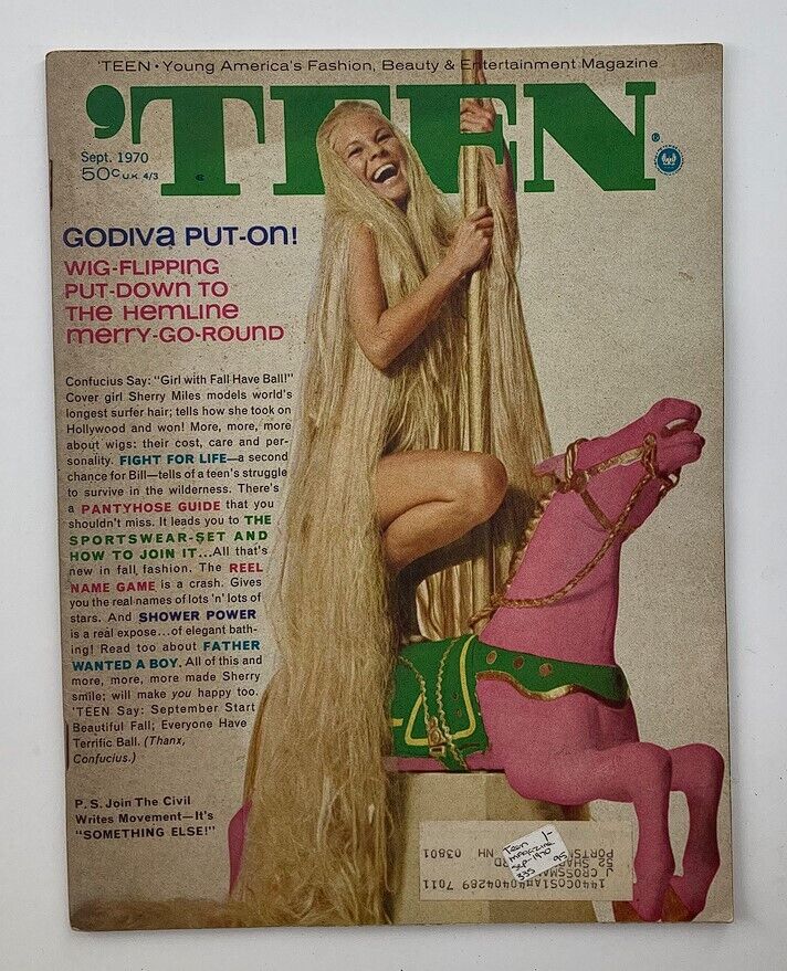 VTG Teen Magazine September 1970 featuring Cover Girl Sherry Miles on the cover, showcasing fashion and beauty from the 70s.