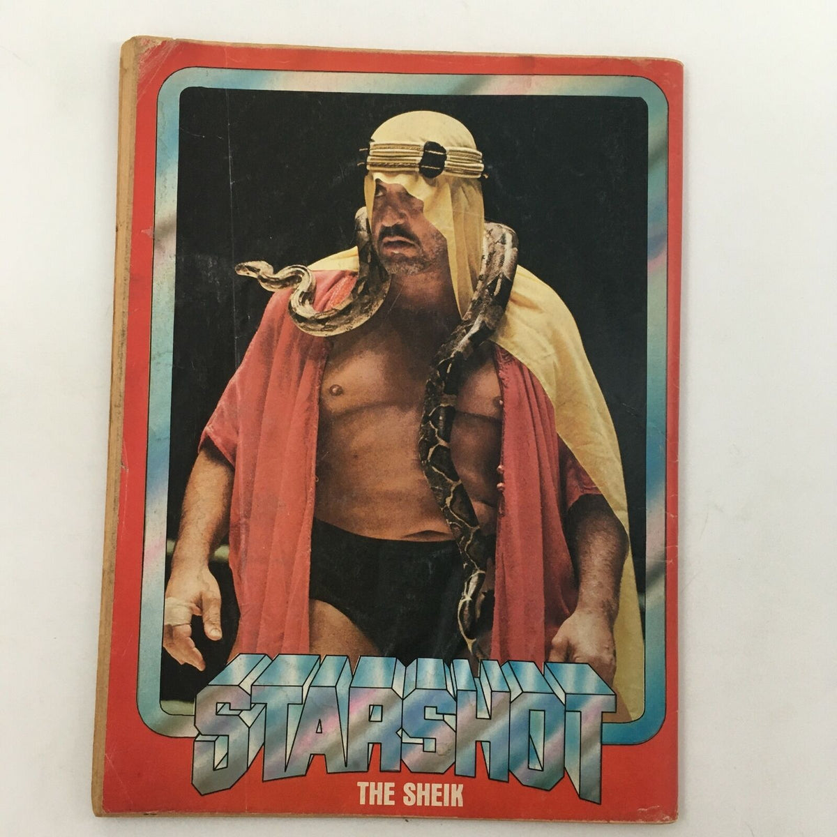 Cover of a wrestling magazine titled 'Starshot' featuring The Sheik, relating to the professional wrestling scene of the July 1980 era associated with Bruno Sammartino.