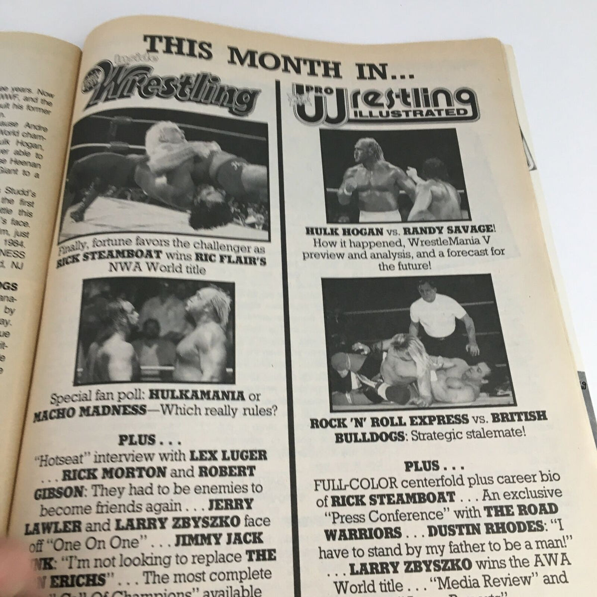 Editorial page from The Wrestler Magazine June 1989, featuring highlights from wrestling events including Hulk Hogan vs. Randy Savage and discussions on Hulkamania. An essential read for wrestling fans.