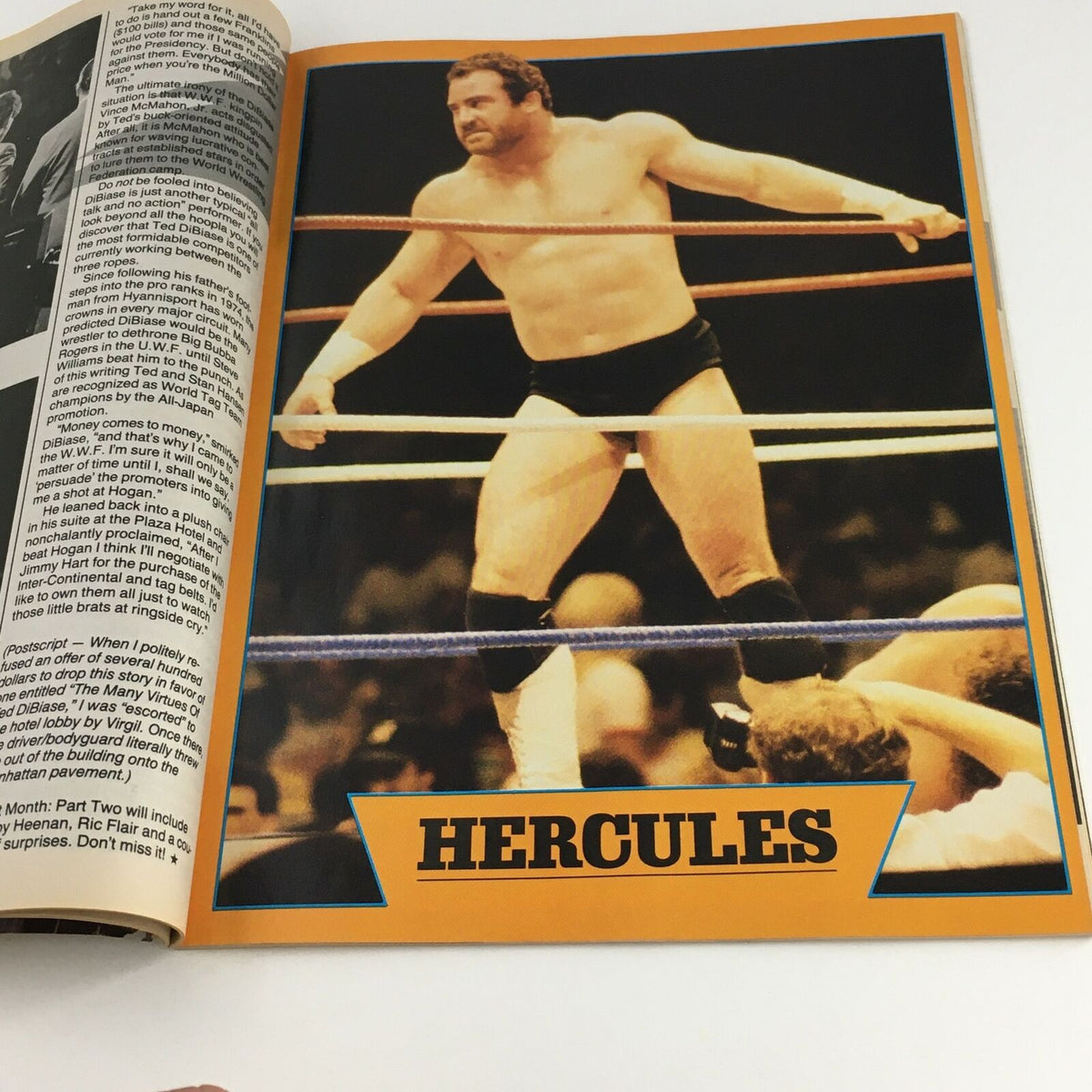 Wrestling World Magazine February 1988 featuring Hercules in action, showcasing the excitement of wrestling during the late 80s.
