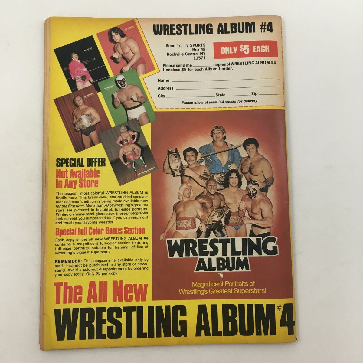 The Wrestler Magazine November 1980 featuring Hulk Hogan and Tommy Rich. Cover shows wrestlers with promotional offer and full color section details.