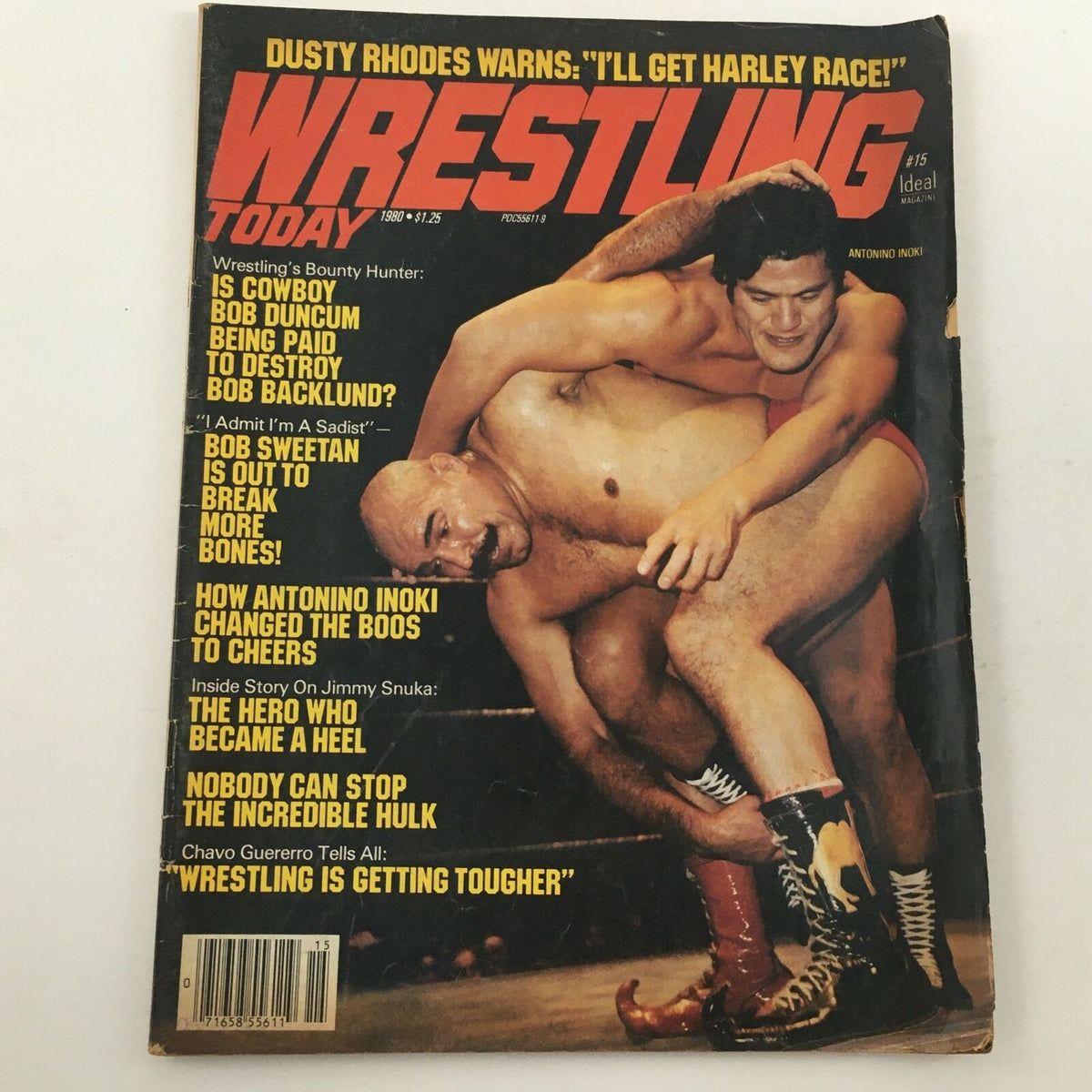 Wrestling Today Magazine 1980 #15 with Antonino Inoki cover, featuring wrestling highlights and Bob Sweetan article.