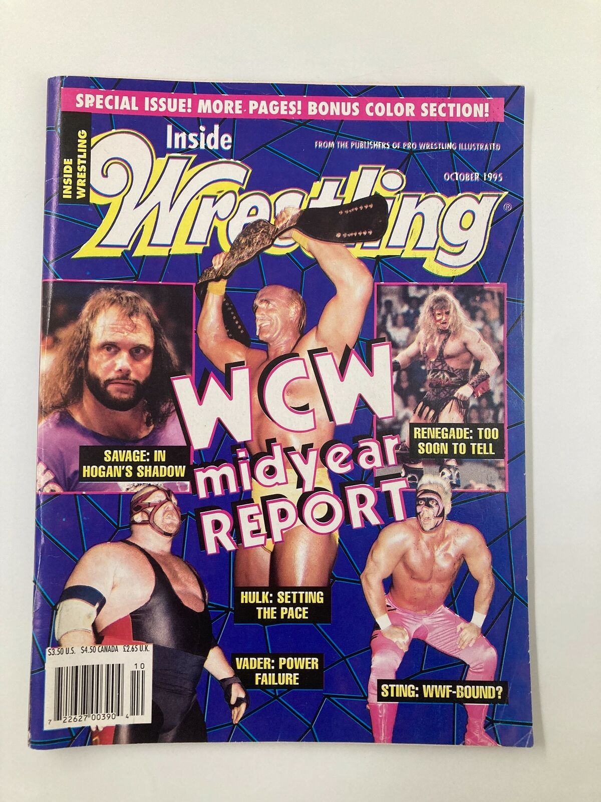 Cover of Inside Wrestling Magazine October 1995 featuring highlighted wrestling stars like Hulk Hogan, Sting, and Randy Savage in vibrant colors.