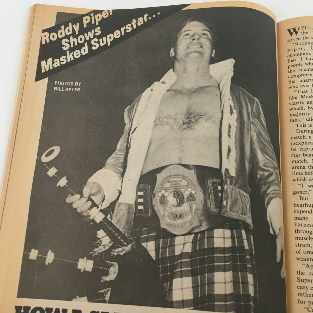 Vintage image from The Wrestler Magazine June 1981 featuring Roddy Piper holding a wrestling championship belt, showcasing the allure of professional wrestling during its golden era.