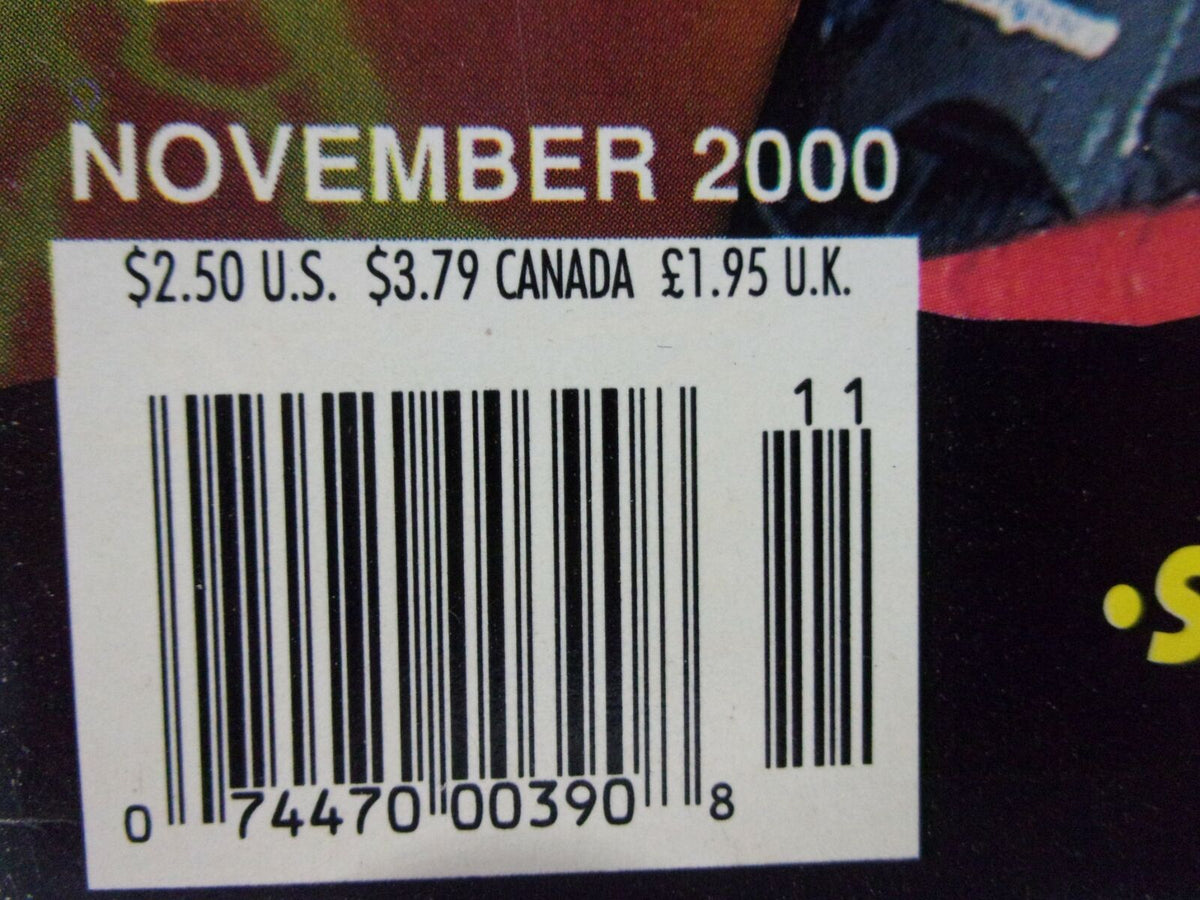 Barcode detail of Inside Wrestling Magazine, December 2000 issue, providing pricing information for U.S., Canada, and U.K. customers.