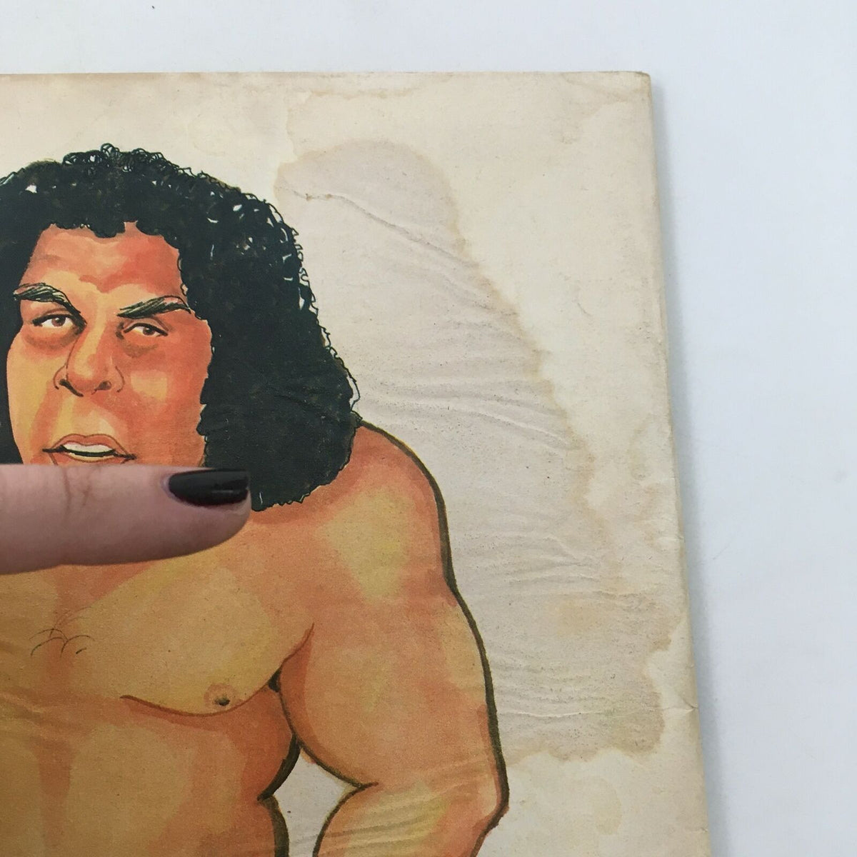 Another close-up of the cover illustration from The Ring's Wrestling Magazine June July 1982, emphasizing the artwork of Andre the Giant.