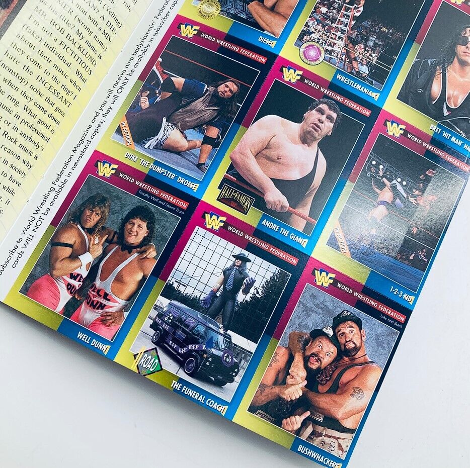 WWF World Wrestling Federation Magazine March 1995 image displaying a collage of wrestling superstars including Andre the Giant and Diesel, highlighting classic wrestling moments and characters.