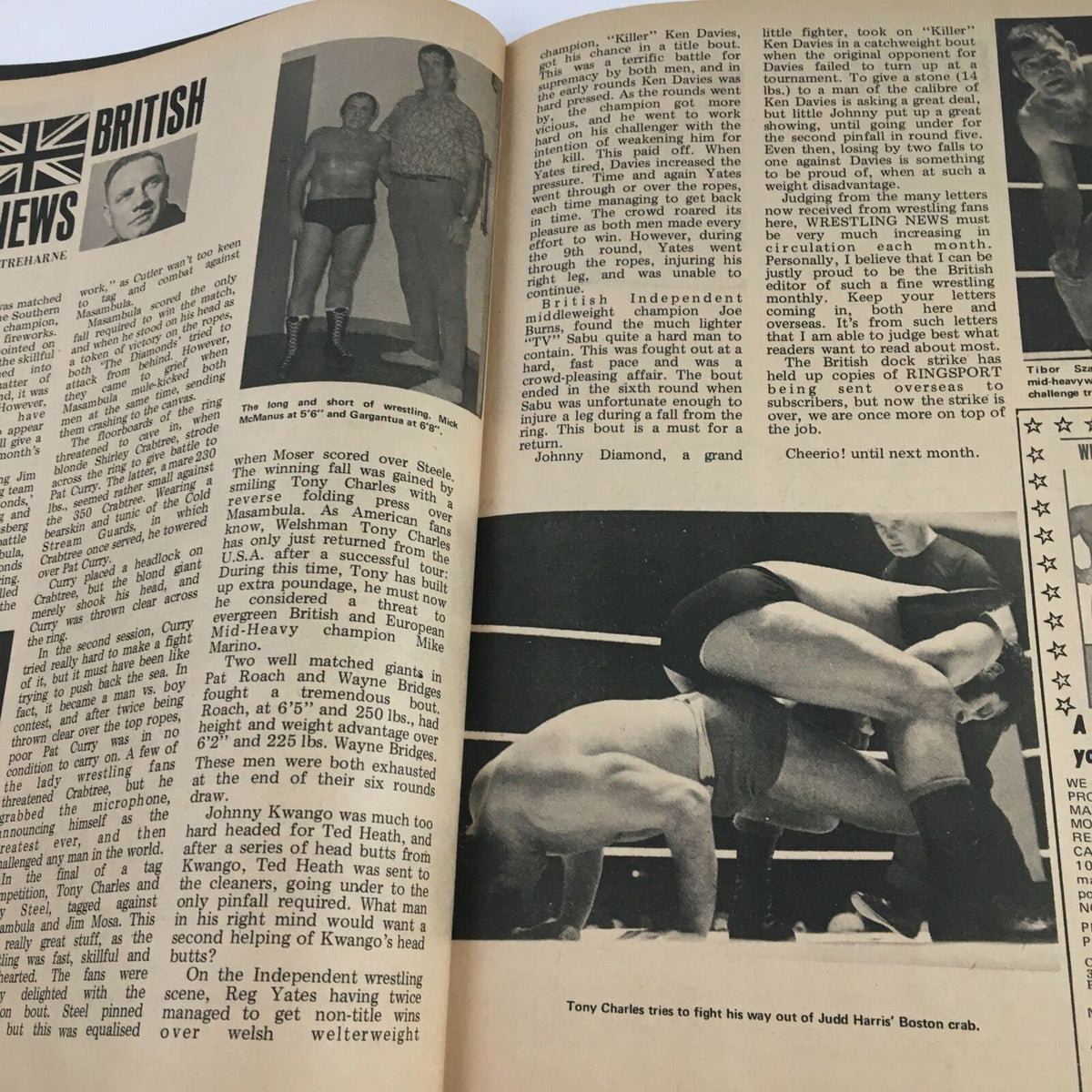 Wrestling Monthly Magazine December 1972 Carpenter and Robert presents wrestling news with images of famous wrestlers and events.