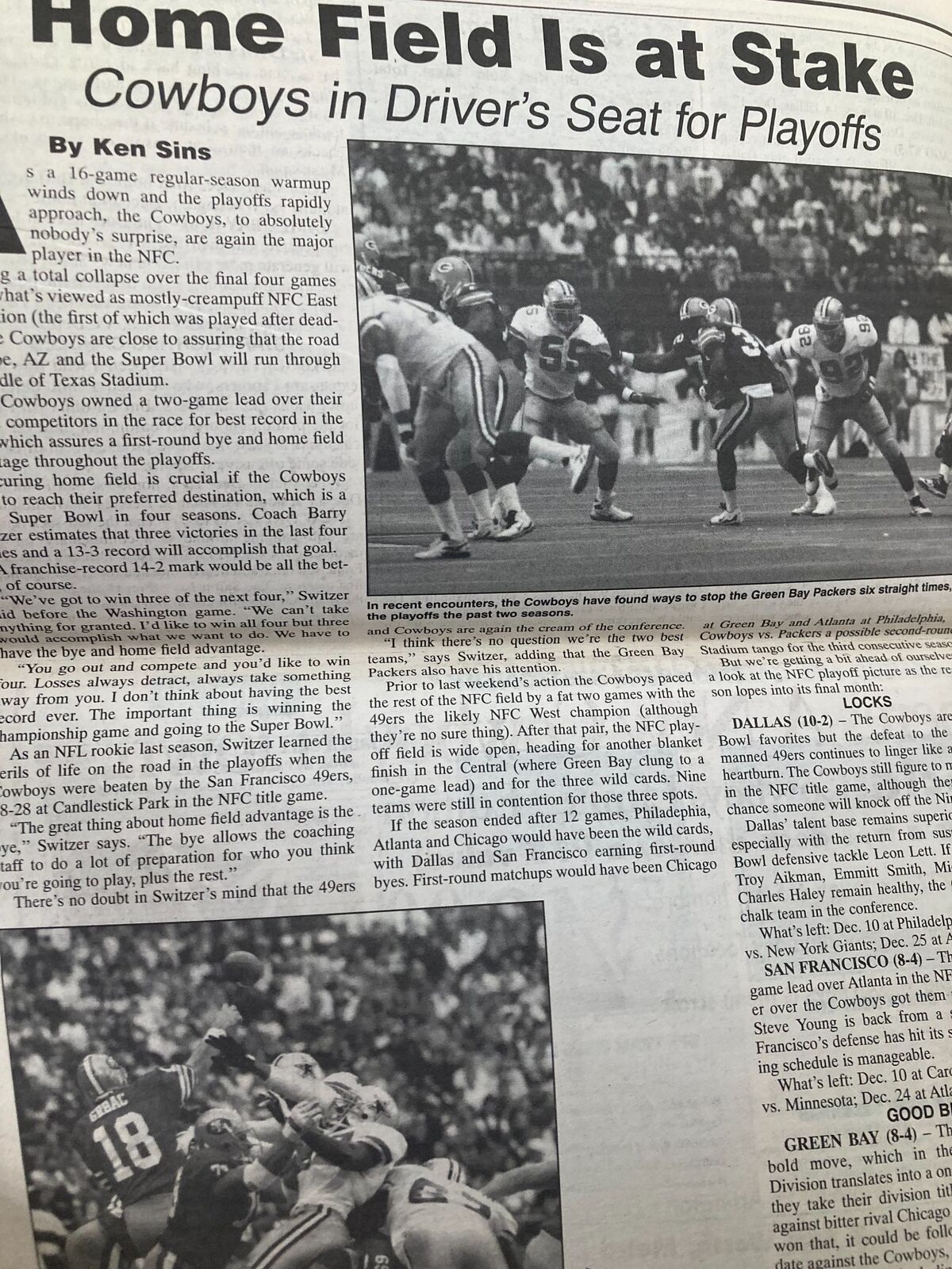 Dallas Cowboys Weekly Newspaper December 9 1995 Vol 21 #26 Emmith Smith, covering an article titled 'Home Field Is at Stake' with insights on the Cowboys' playoff prospects.