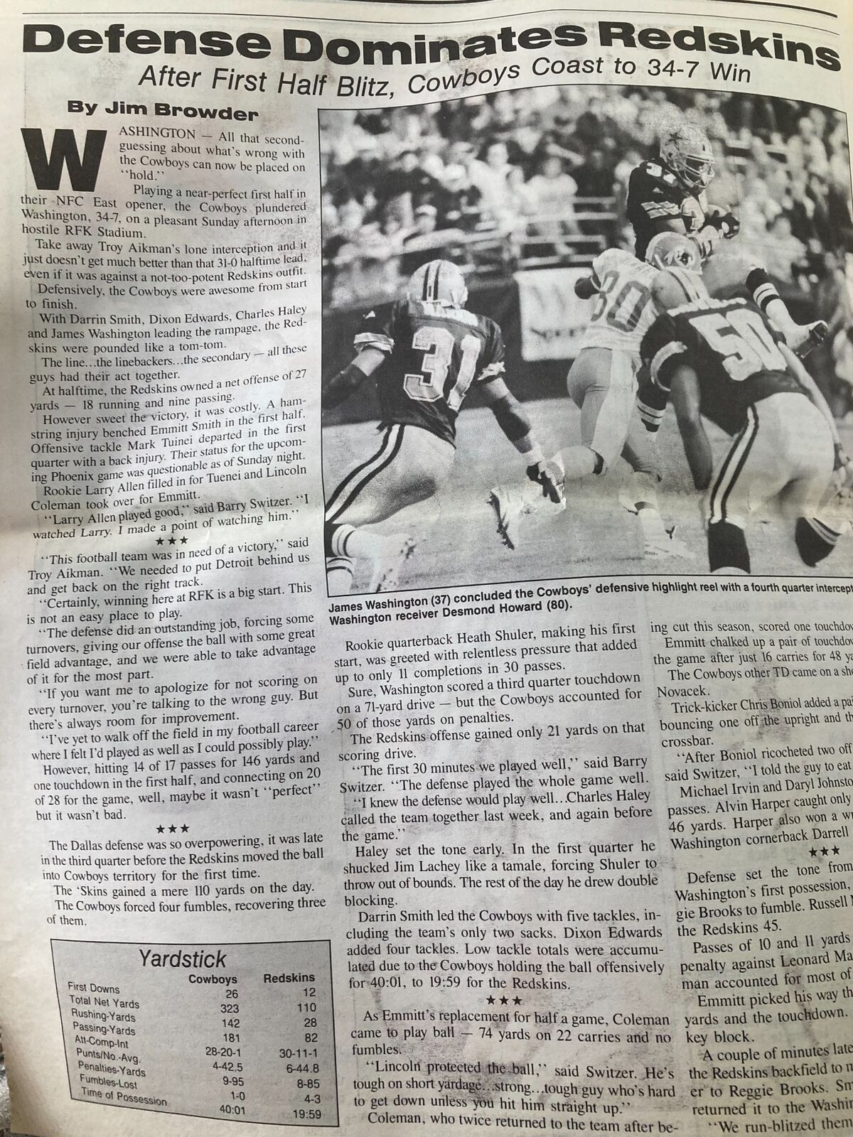 Dallas Cowboys Weekly Newspaper October 8 1994 Vol 20 #17 Charles Haley