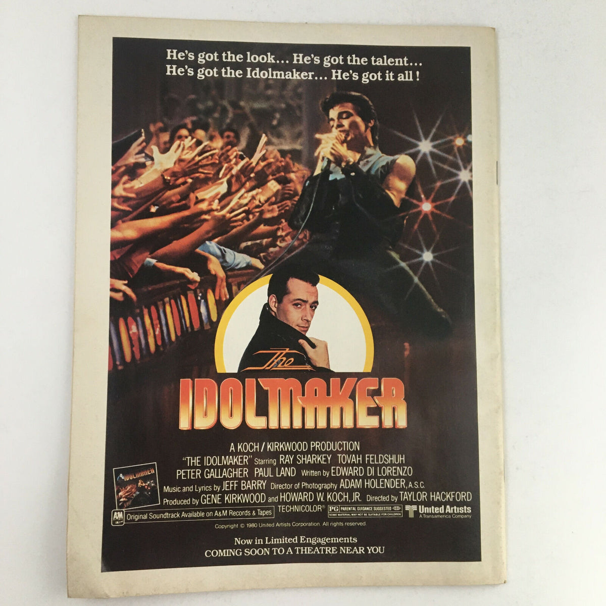 Advertisement for The Idolmaker movie in the Circus Magazine, showcasing music culture, December 31 1980, featuring notable artists.