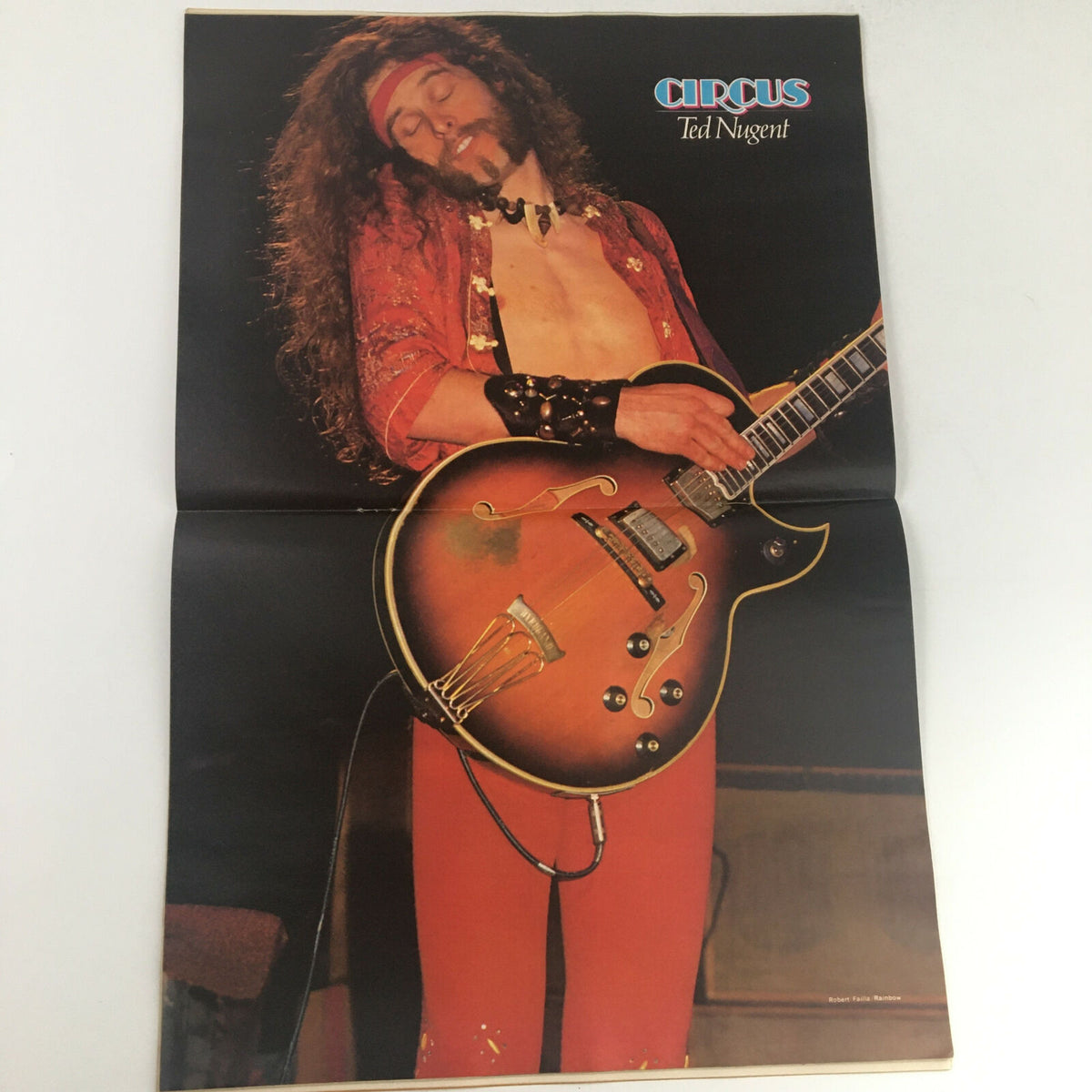 Interior poster from Circus Magazine November 24, 1977, featuring Ted Nugent performing live, capturing the energy of rock music in the late 1970s.