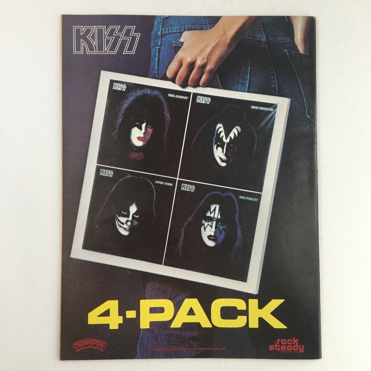 Promotional advertisement for KISS 4-Pack included in Circus Magazine from November 28, 1978, featuring iconic images of KISS band members.