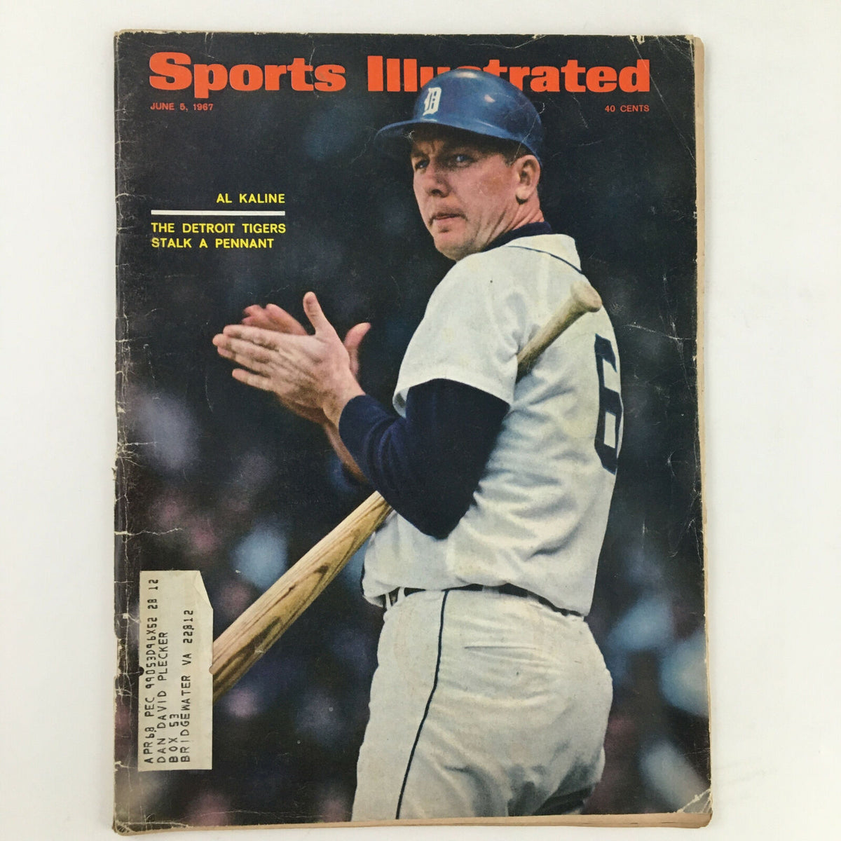 Cover of Sports Illustrated Magazine from June 5, 1967 featuring Al Kaline of the Detroit Tigers, showcasing the title 'Al Kaline The Detroit Tigers Stalk A Pennant' with a classic sports image.