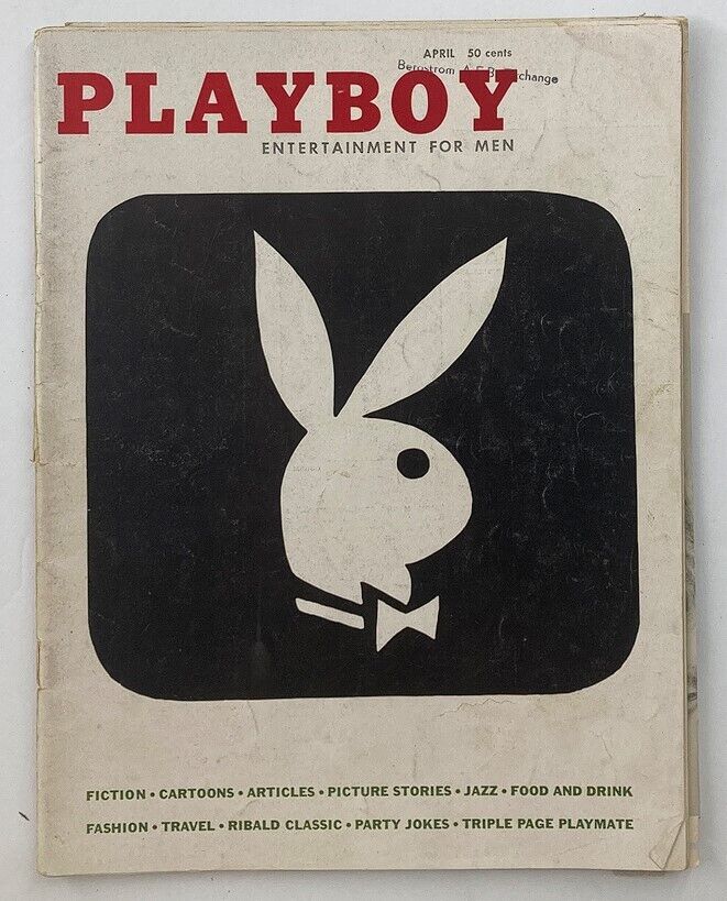 Cover of Playboy Magazine April 1956 featuring iconic logo and title, showcasing the vintage aesthetic of 1950s publishing.