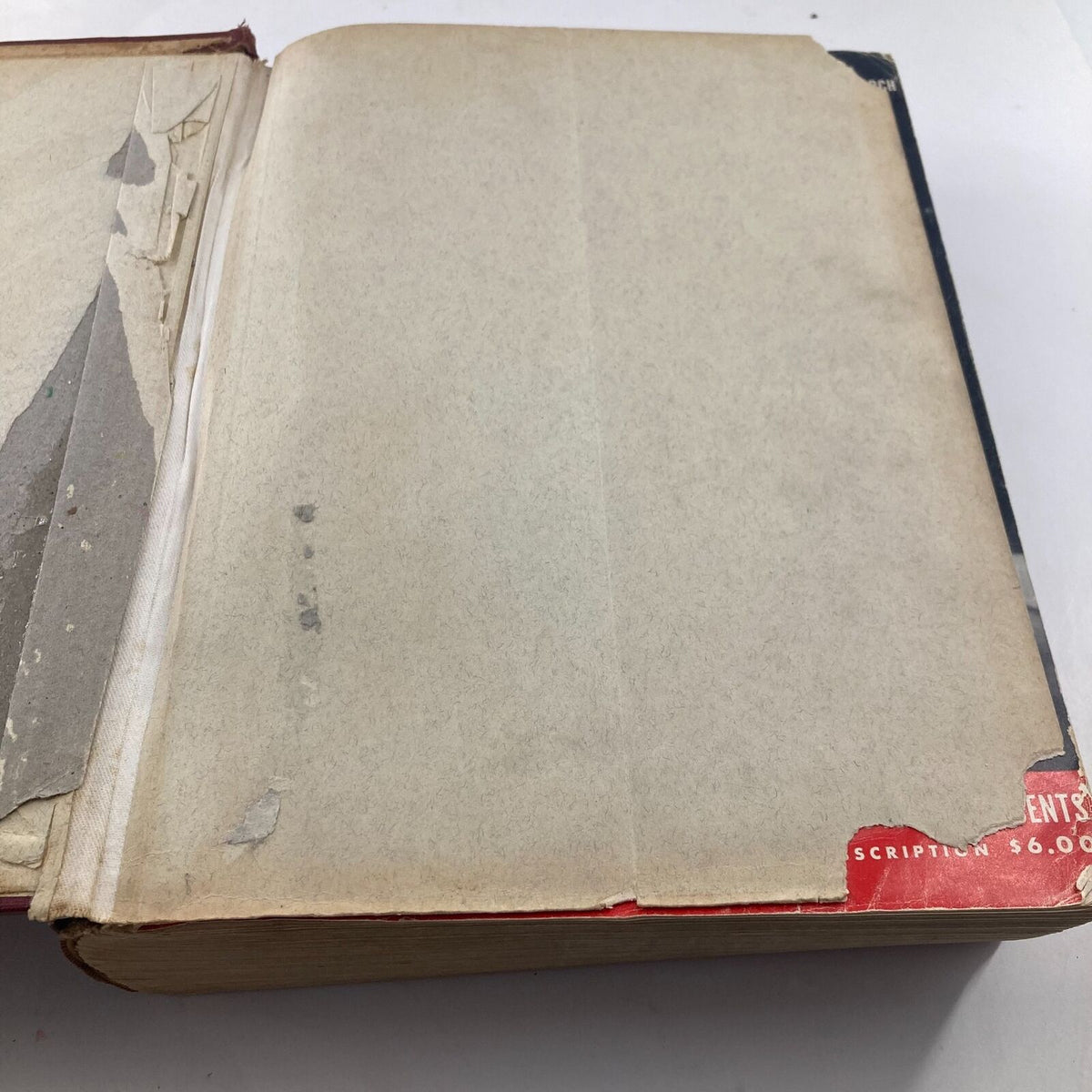 Interior view of the VTG 1949 Bound Life Magazine, highlighting the worn pages and bindings.
