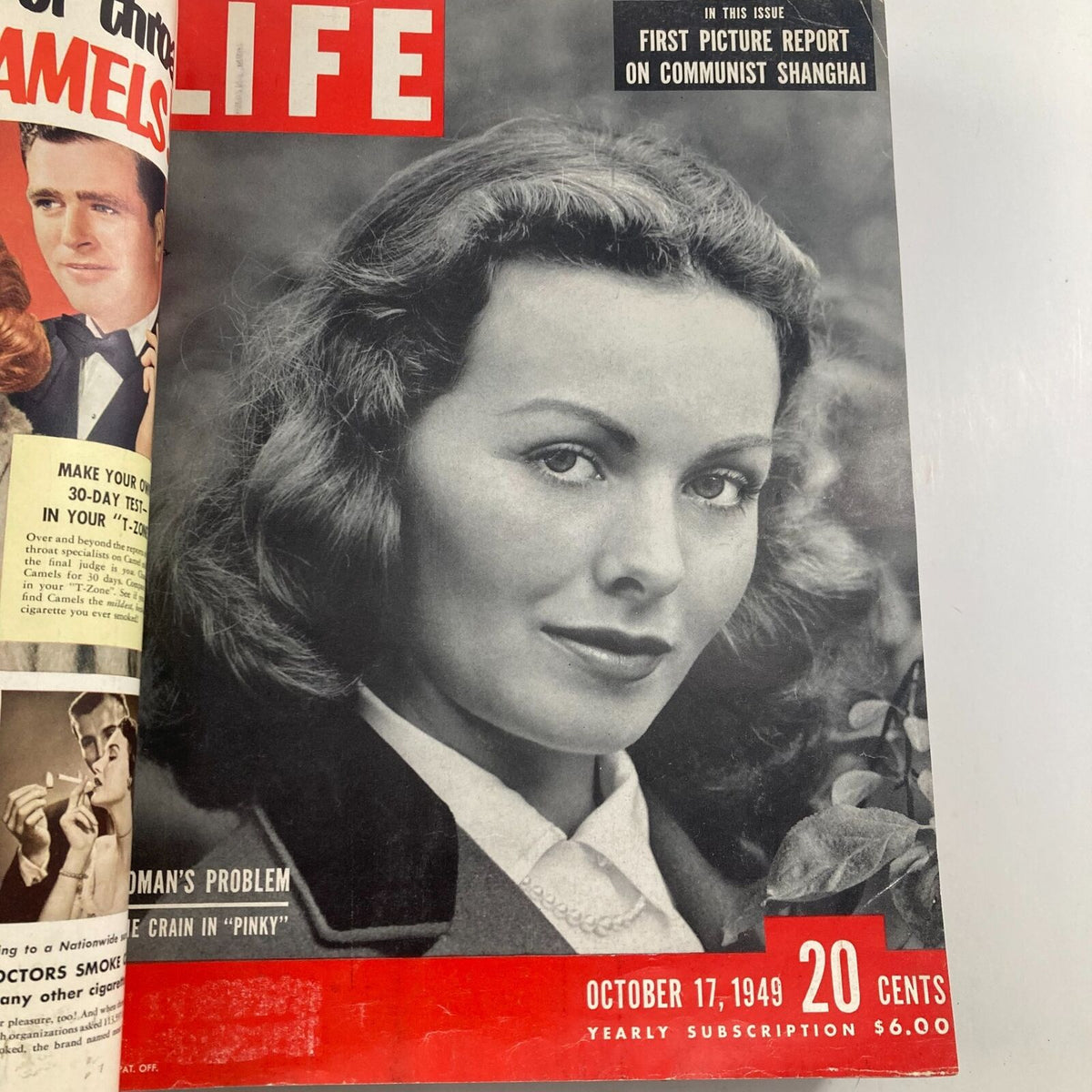 Cover of the VTG 1949 Bound Life Magazine from October 17, 1949, featuring actress Jeanne Crain.