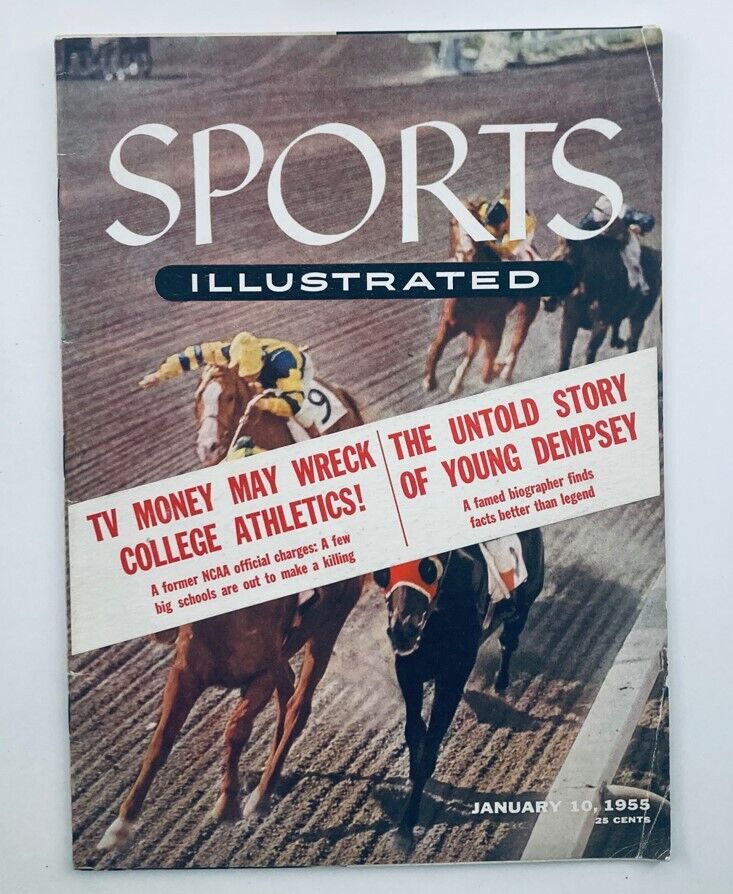 Vintage Sports Illustrated Magazine cover from January 10, 1955 featuring Young Dempsey. The cover highlights articles about college athletics and the untold story of Young Dempsey.