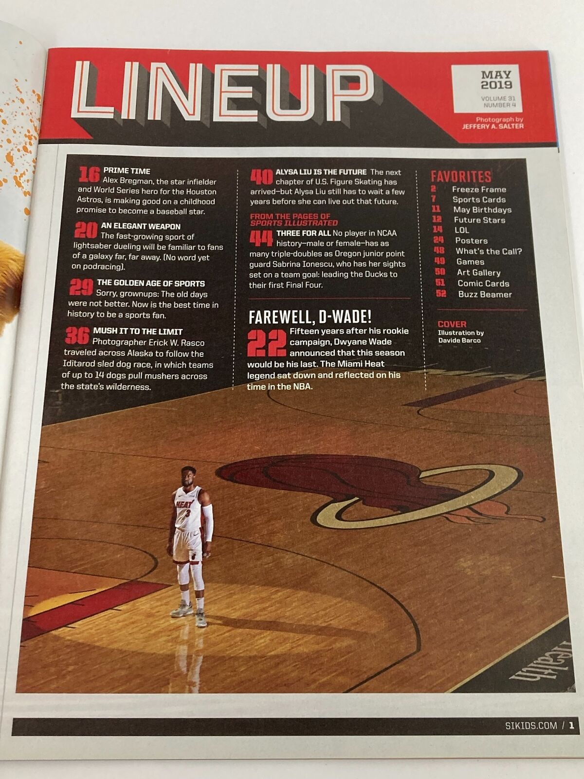 Inside page of Sports Illustrated Kids Magazine May 2019 Vol 31 #4 displaying the lineup of articles and features, highlighting key sports figures and events.