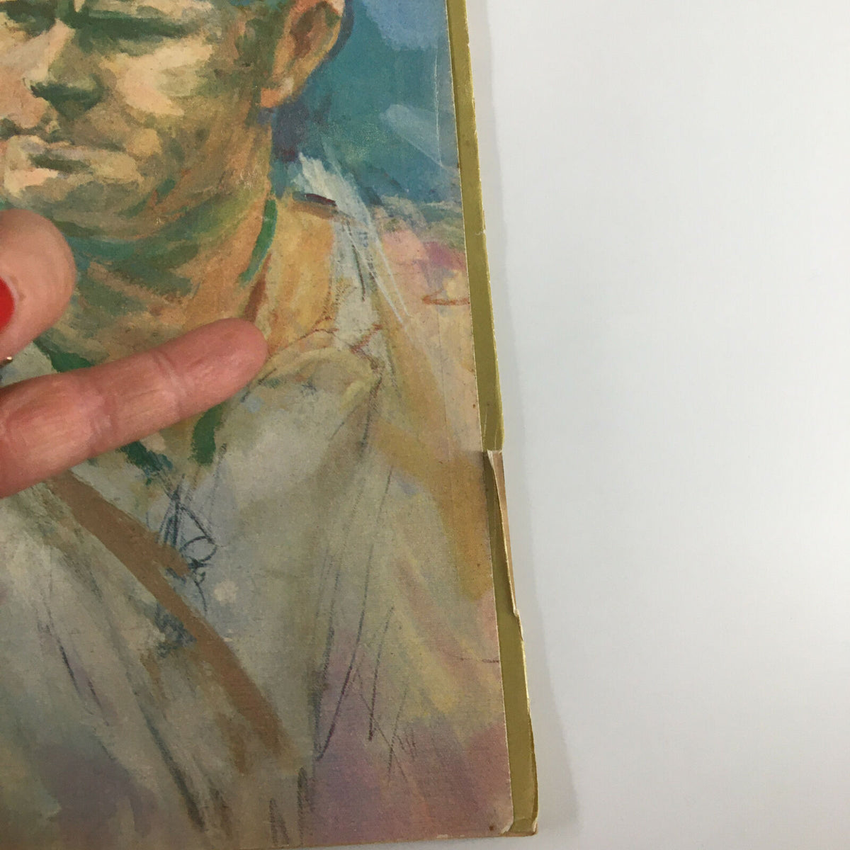 Close-up view of the cover of the vintage Sports Illustrated magazine June 17, 1963 featuring Jack Nicklaus, showcasing an artistic depiction of the legendary golfer.