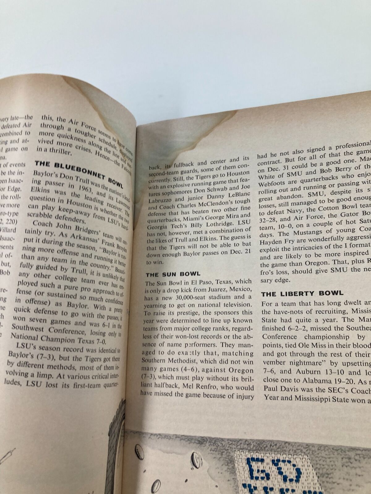 Interior page of VTG Sports Illustrated Magazine December 23 1963 featuring sports articles discussing games and athletes of the era.