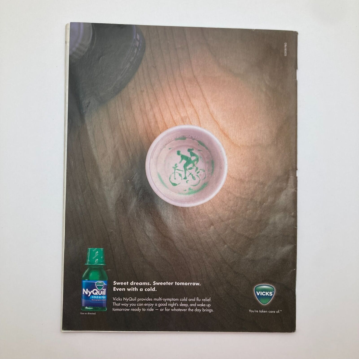 Back cover of Sports Illustrated Magazine, January 19, 2009, featuring an advertisement for Vicks NyQuil highlighting its sleep aid properties.