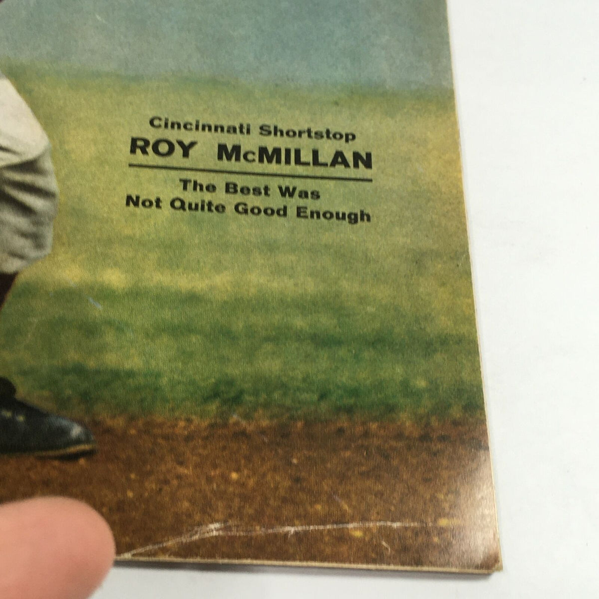 Detail of the Vintage Sports Illustrated Magazine cover from September 9, 1957 featuring Roy McMillan's name and an excerpt stating 'The Best Was Not Quite Good Enough', emphasizing its historical context in baseball.