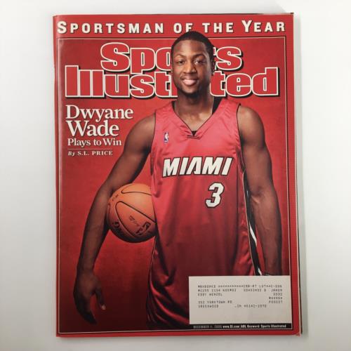 Cover of Sports Illustrated Magazine December 11, 2006 featuring NBA superstar Dwyane Wade in a Miami Heat jersey, highlighting his achievements as Sportsman of the Year.