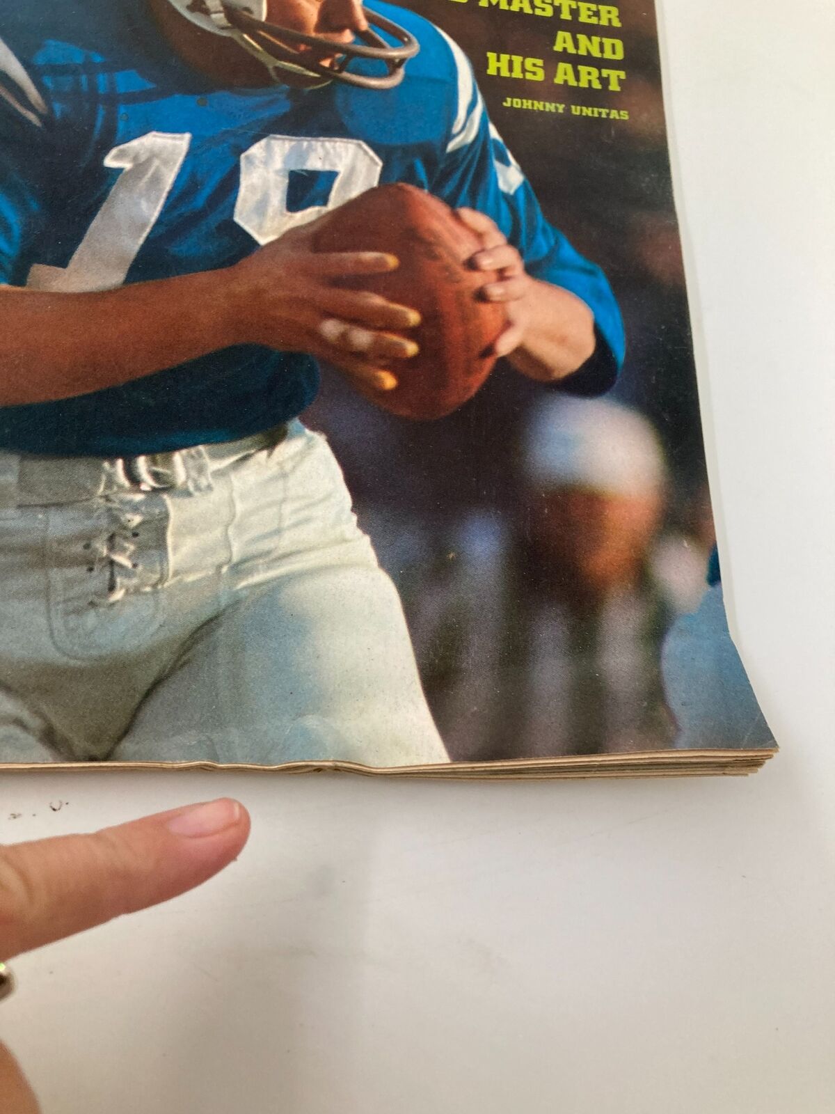 Cover image of the Sports Illustrated Magazine from July 10, 1972, featuring a close-up of a quarterback in a blue jersey, with the title 'Johnny Unitas: Old Master and His Art' prominently displayed.