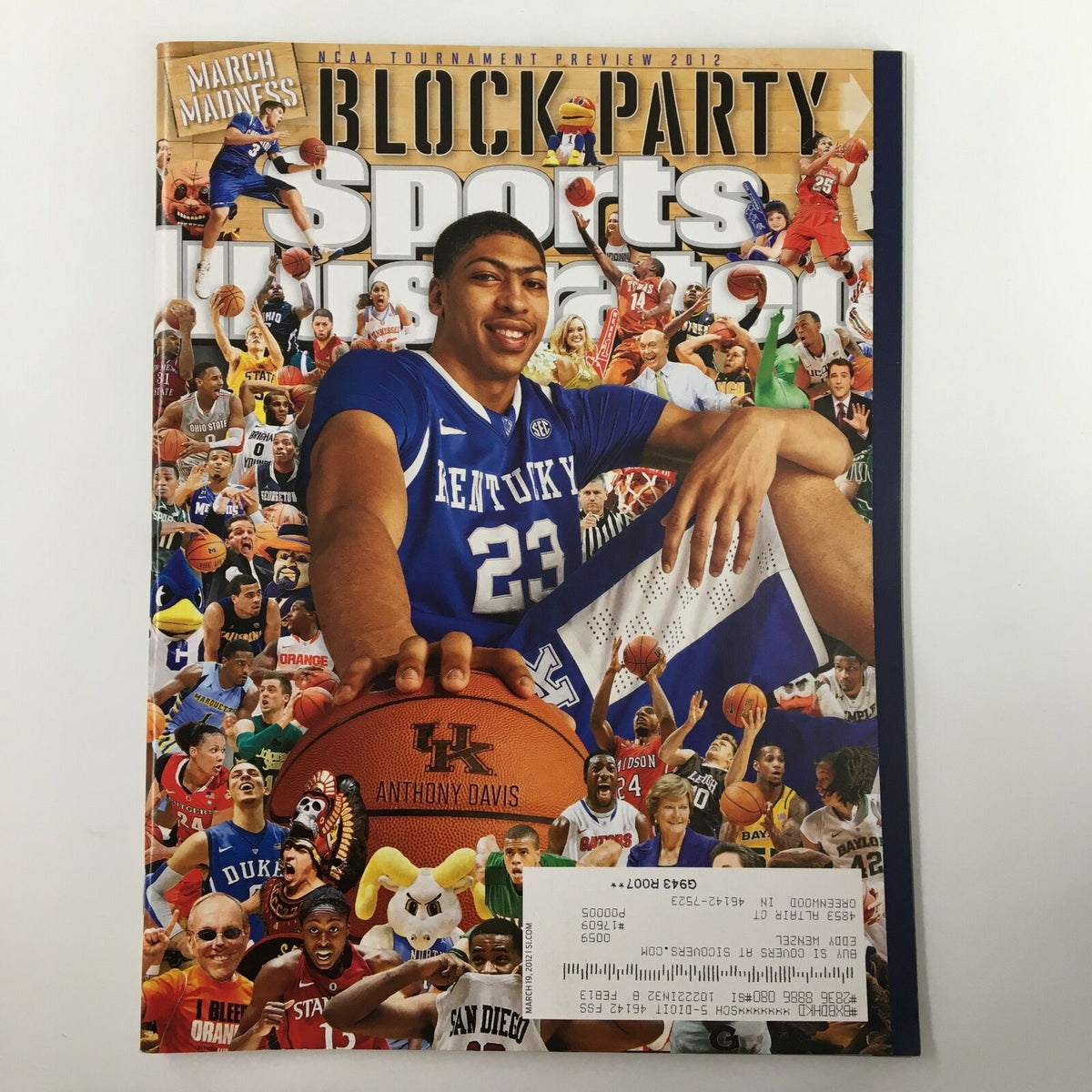 Sports Illustrated Magazine March 19 2012 featuring NCAA star Anthony Davis on the cover, showcasing college basketball themes and celebrating the Kentucky Wildcats.