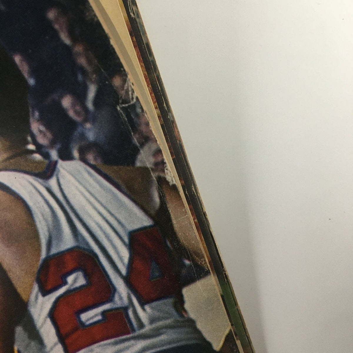 Back cover detail of VTG Sports Illustrated Magazine April 24 1967, featuring a player in jersey number 24 and a glimpse of fans in the background.