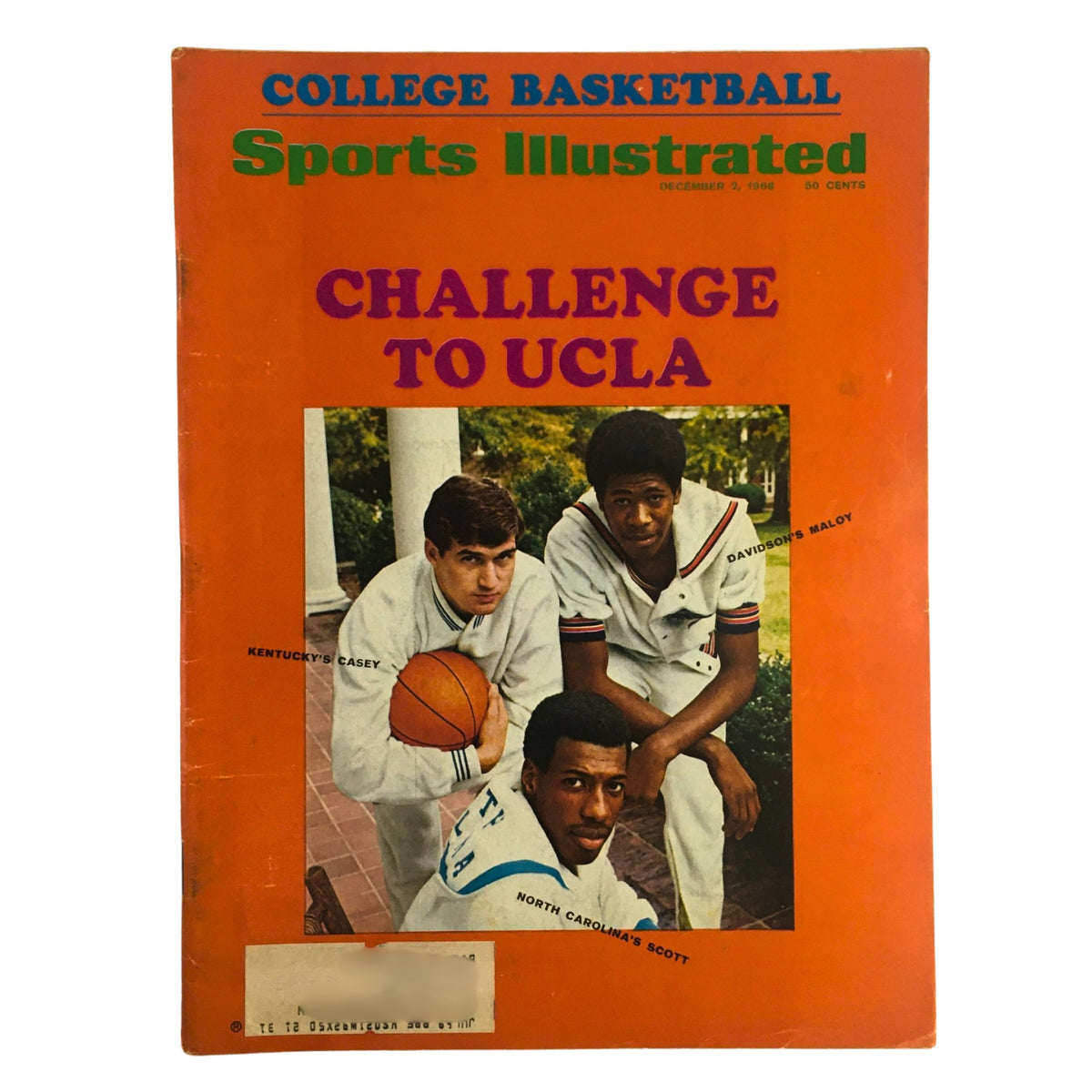 Cover of Sports Illustrated magazine from December 2, 1966, titled 'Challenge to UCLA' highlighting notable college basketball athletes.