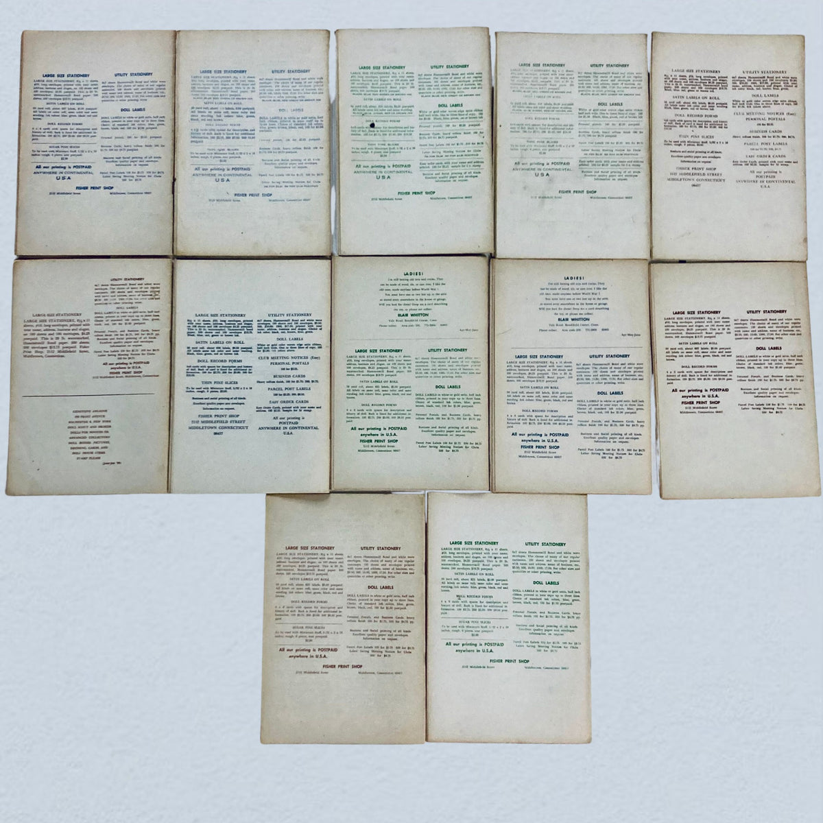 Reverse side view of VTG Lot of 12 The Toy Trader Magazine issues from 1964, 1965, and 1966 displaying printed text and ads related to classic toys.