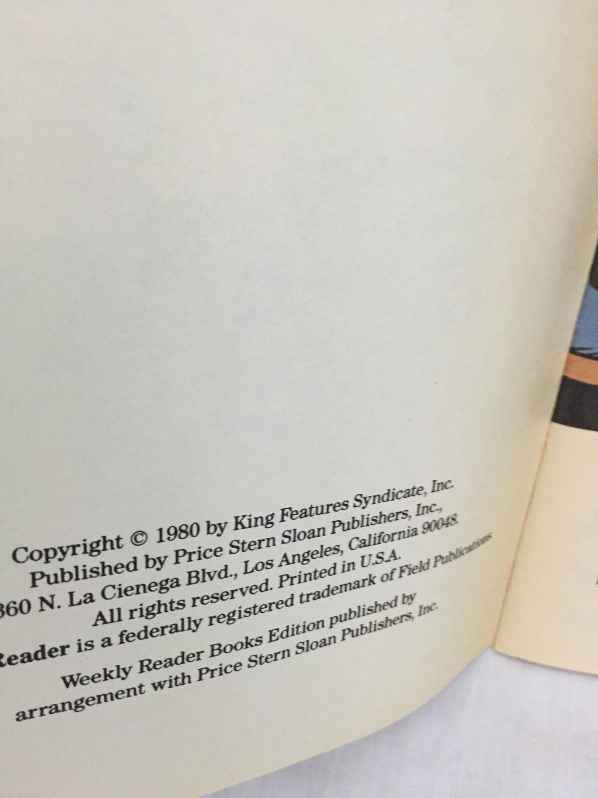Inside page of the VTG 1980 'Popeye and the Haunted House' paperback book showing copyright information and publication details.