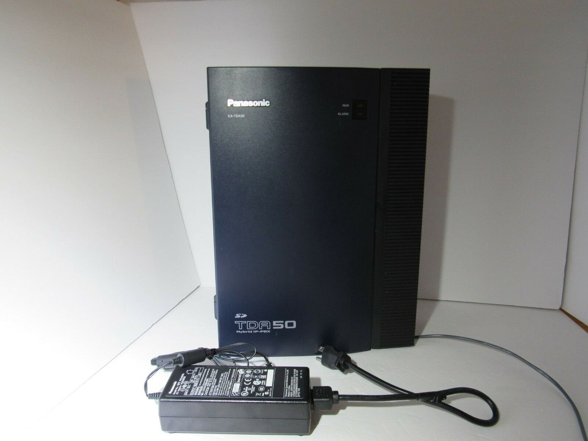 PANASONIC KX-TDA50 Hybrid IP-PBX Voicemail Processing System with Power Cord, showing the device's front view.