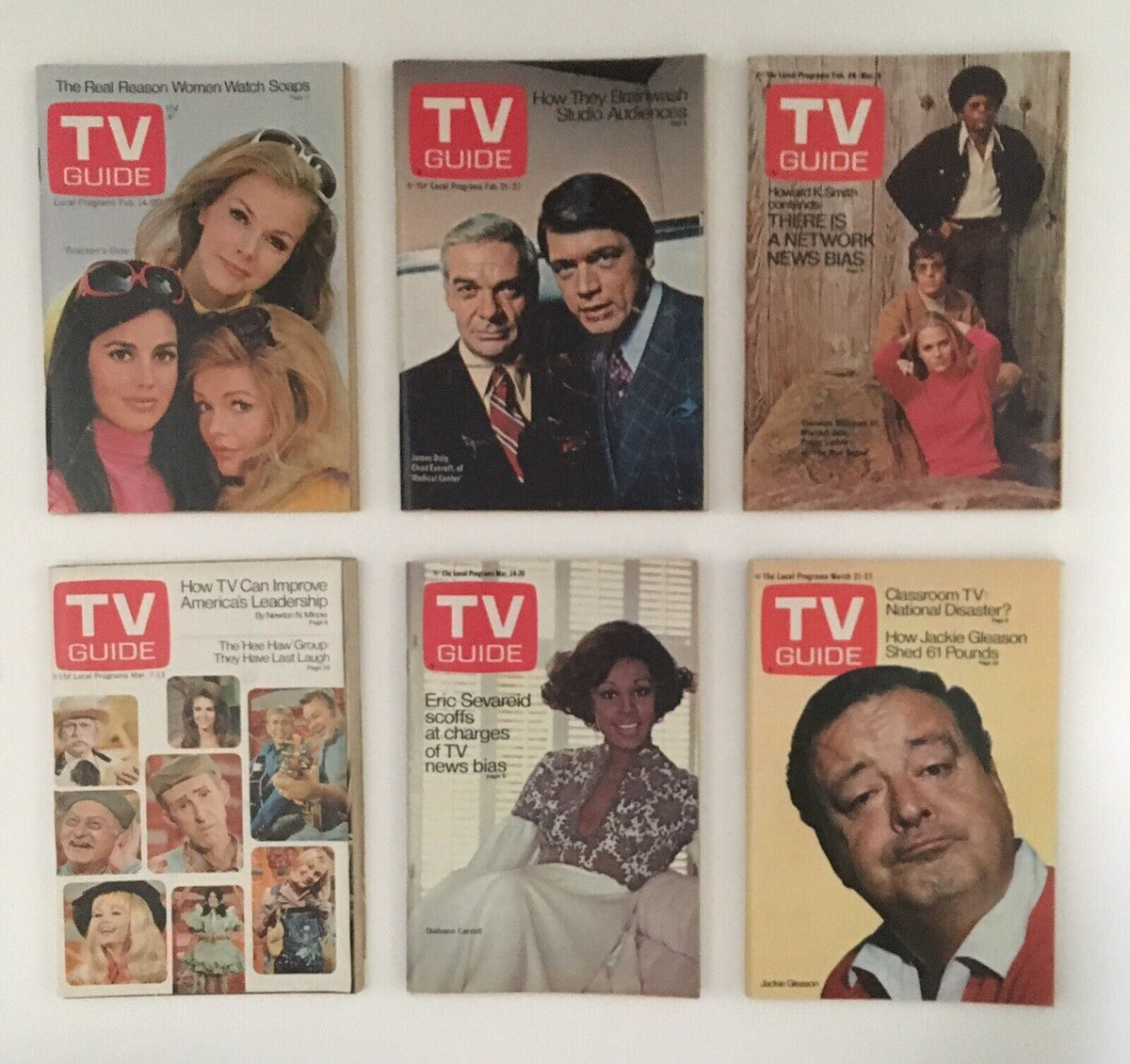 Another set of TV Guide magazine covers from the Complete Year Of TV Guide Magazines 1970, featuring iconic personalities and themes that shaped television during that era.