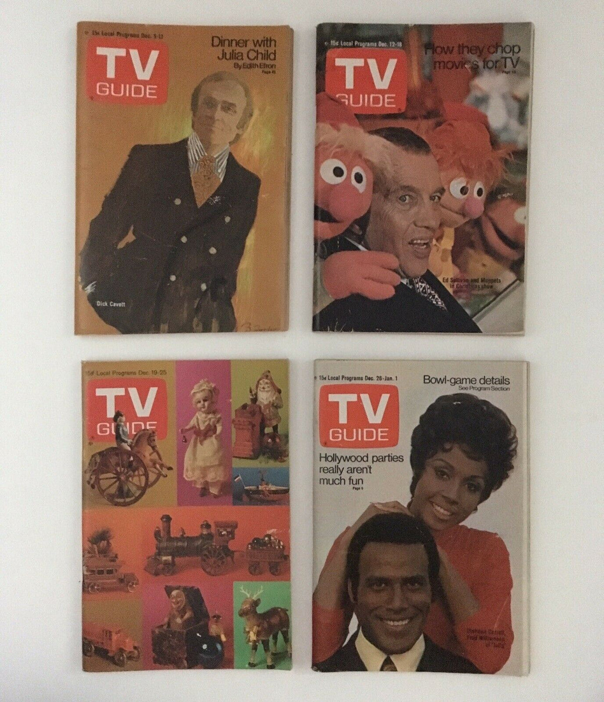 Complete Year Of TV Guide Magazines 1970 displaying four additional covers, including features on Julia Child and classic television moments.