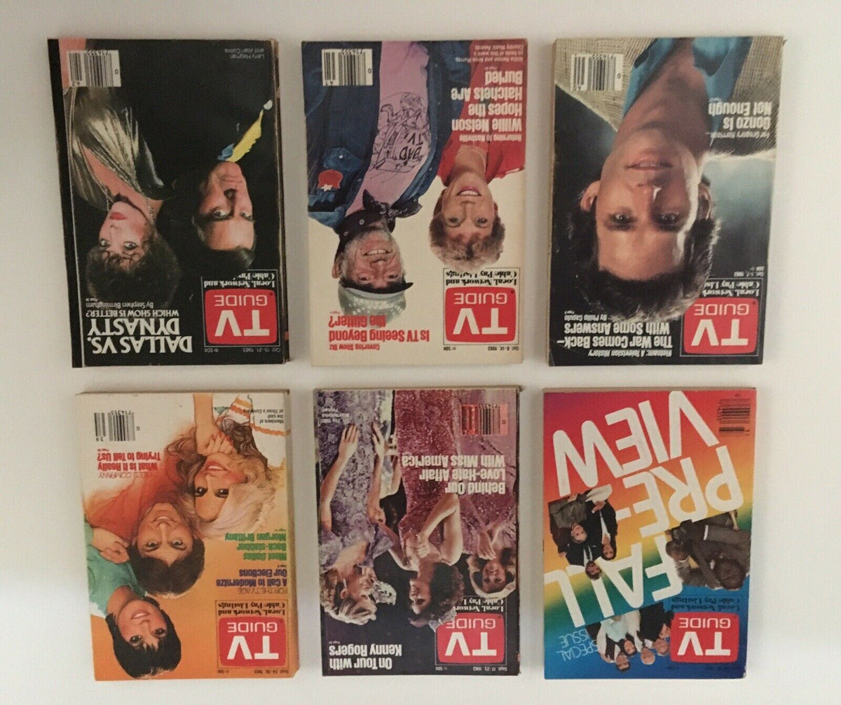 Complete Year Of TV Guide Magazines 1983, 52 Issues + Special Issue Fall Preview illustrating several TV Guide issue covers from 1983, reflecting the popular television trends and personalities of that time.