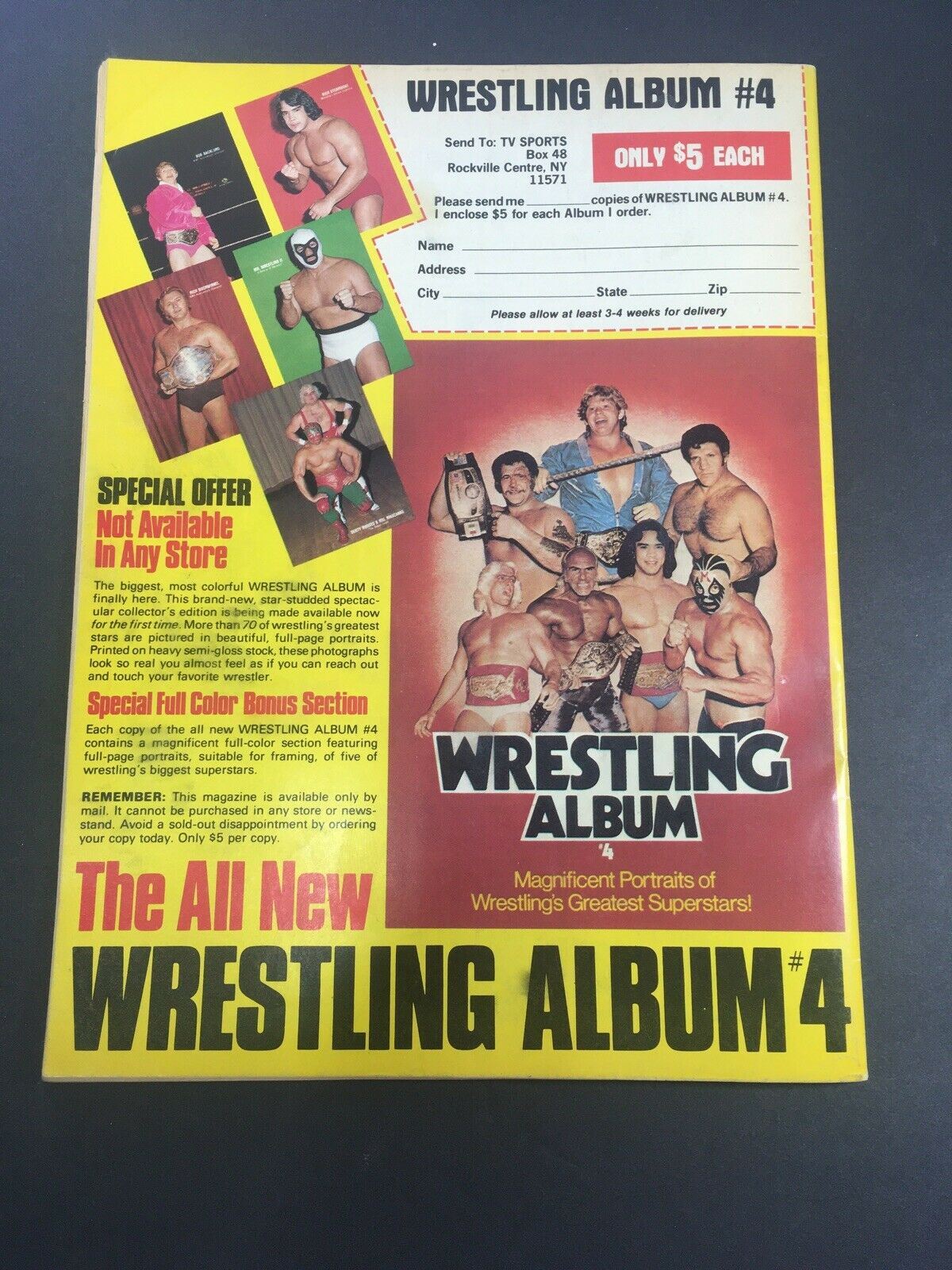 VTG Wrestling Superstars Magazine Summer 1981 featuring the cover of Wrestling Album #4, promoting portraits of wrestling's greatest superstars.